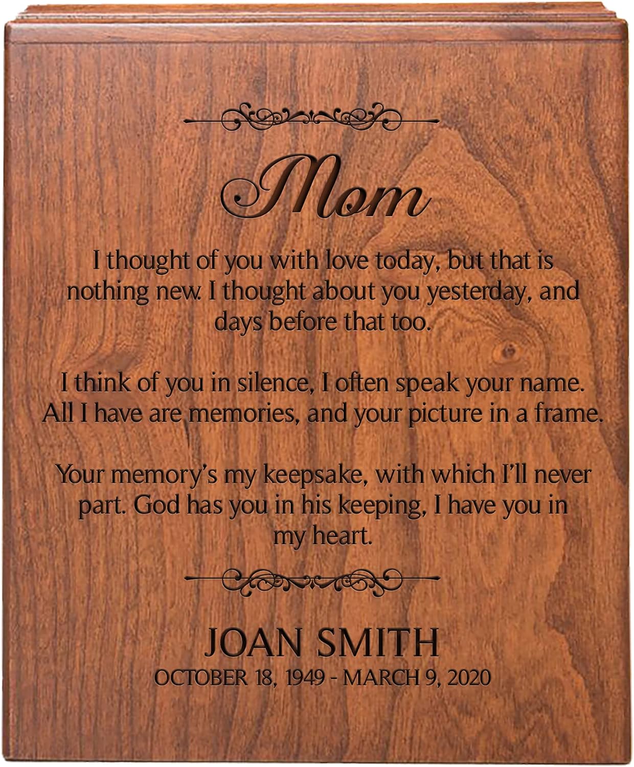 LifeSong Milestones Personalized Cherry Wood Urn for Womens Ashes