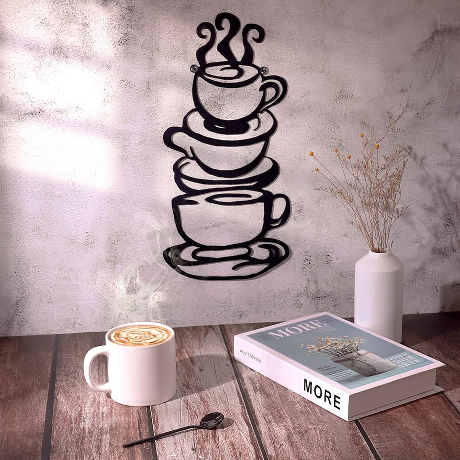 Black Coffee Cup Metal Wall Art Farmhouse Decor