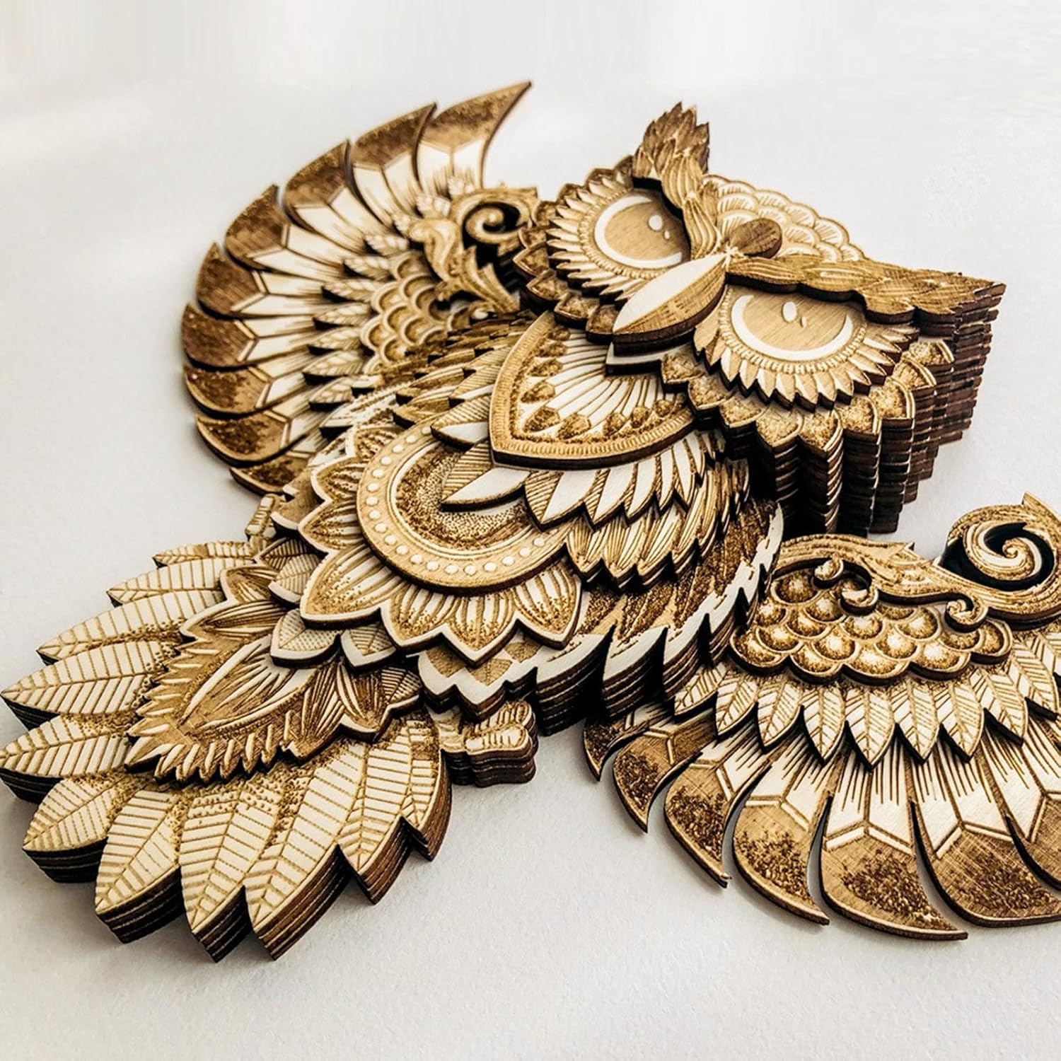 Wood Owl Wall Decor Sculpture Rustic Design