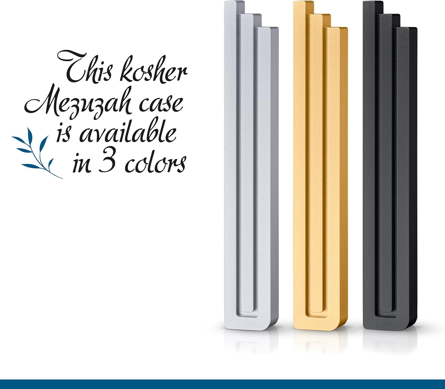 Ga Luxury Judaica Mezuzah Case - Shin Shaped Gold Silver Black Aluminum 7 Inch