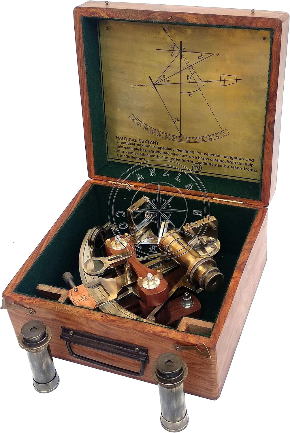 Maritime Brass Henry Barrow Sextant With 2 Telescopes