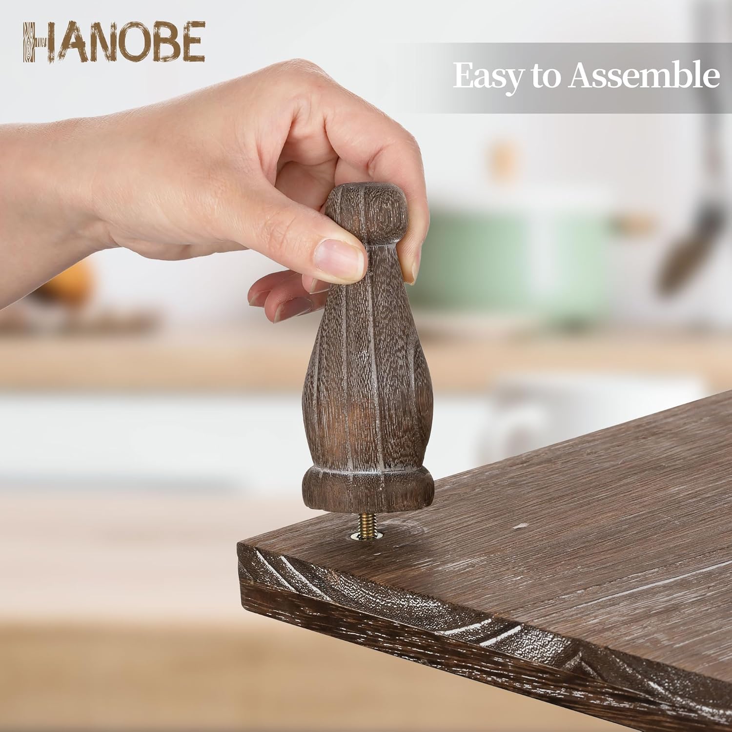Hanobe Wooden Riser Decorative Tray with Farmhouse Style