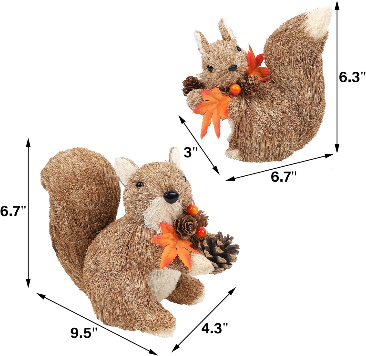 Winemana Set of 2 Fall Table Decor Squirrels