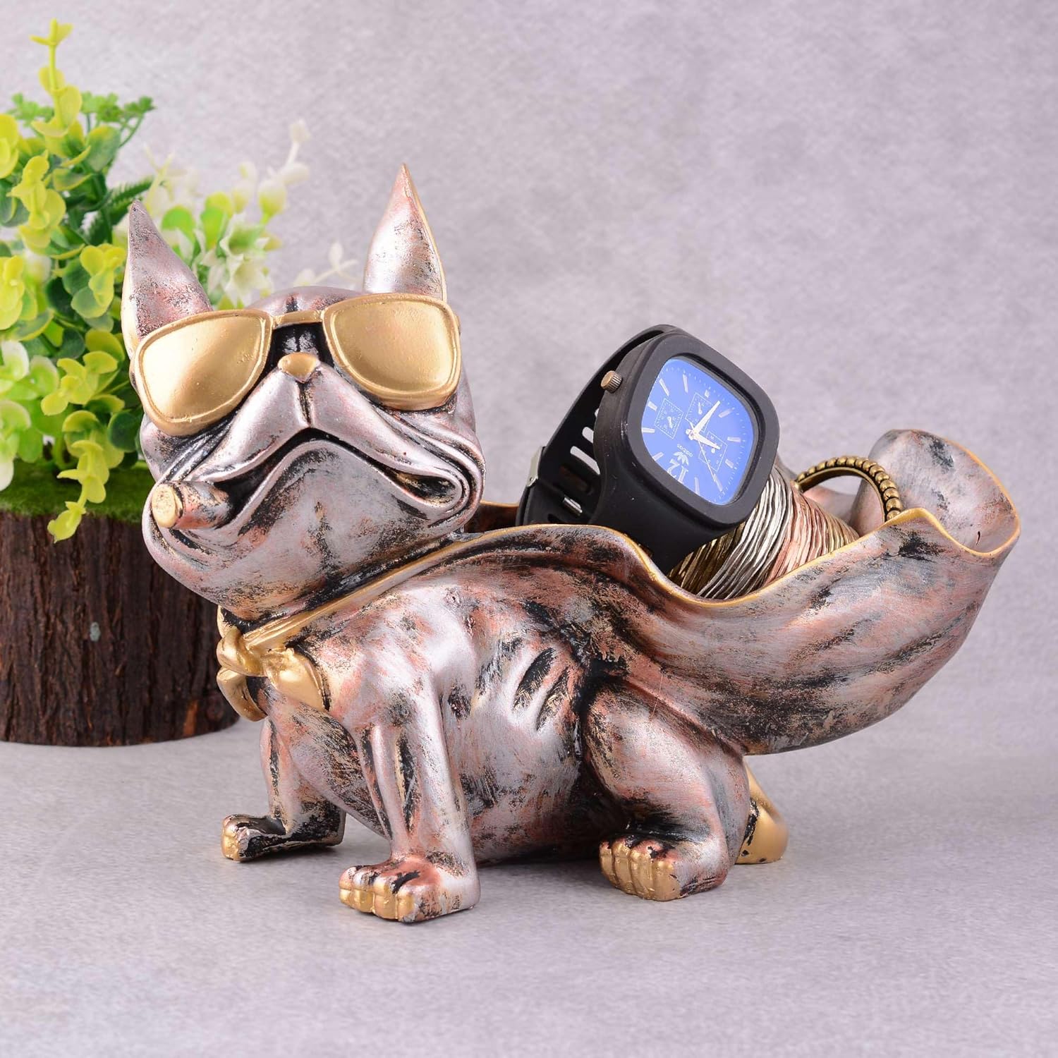 Cool Dog Showpiece with Plate for Home Decor