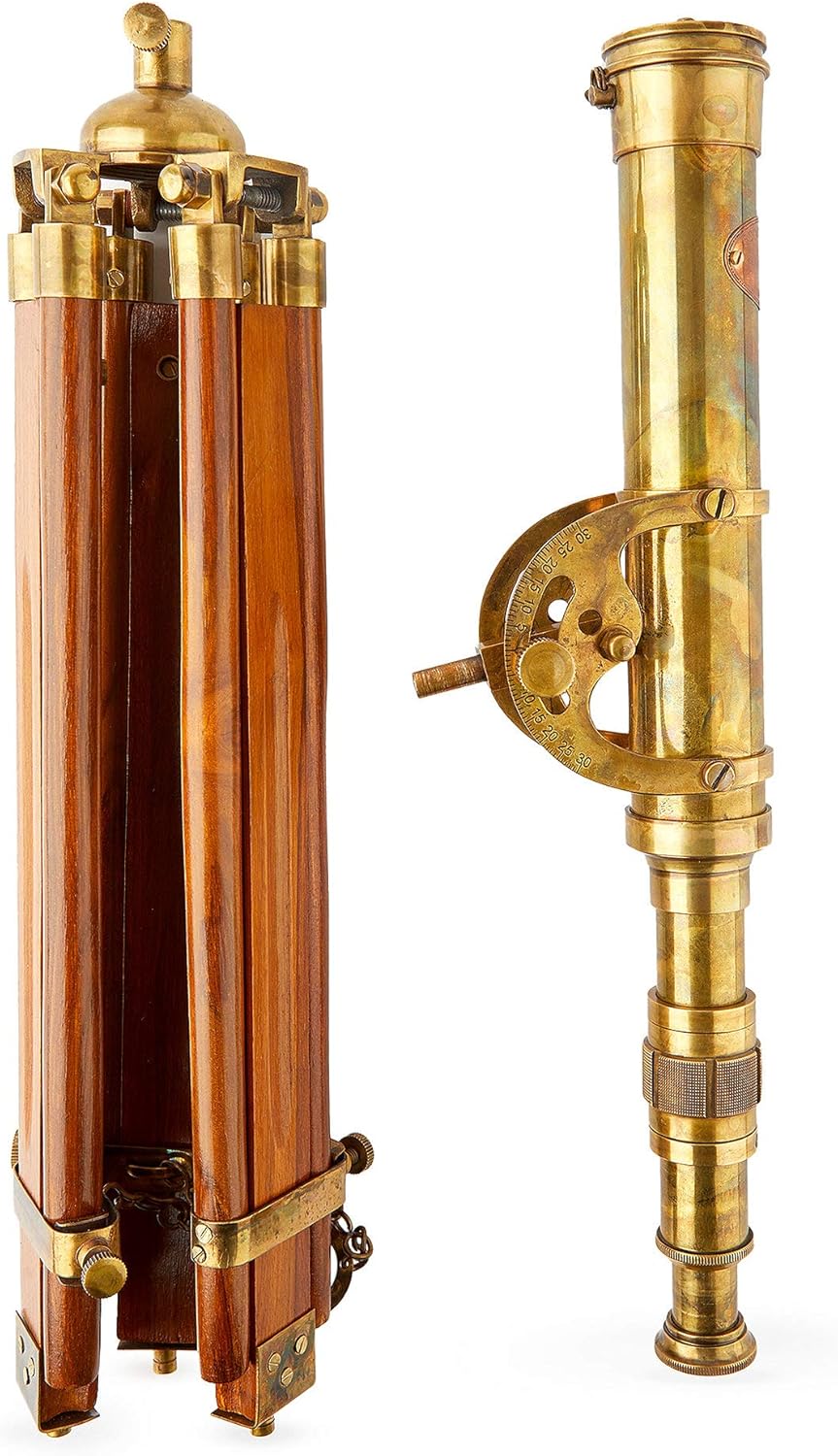 Handcrafted 15 Inch Brass Nautical Telescope with Leather Box