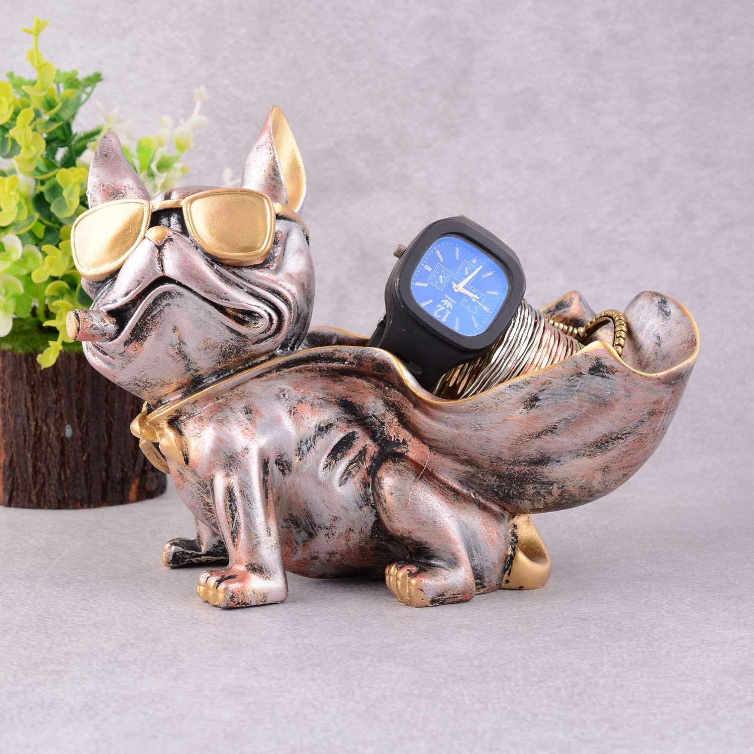 Cool Dog Showpiece with Plate for Home Decor
