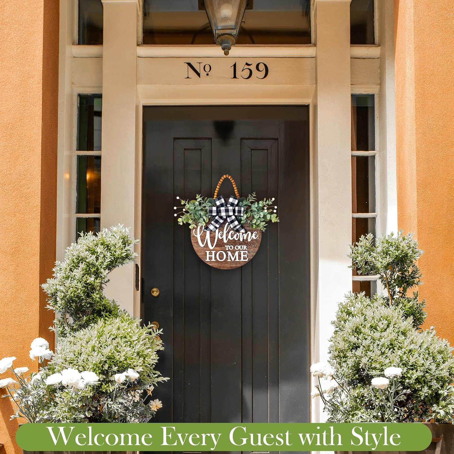 Welcome Sign Wreath for Front Door Porch