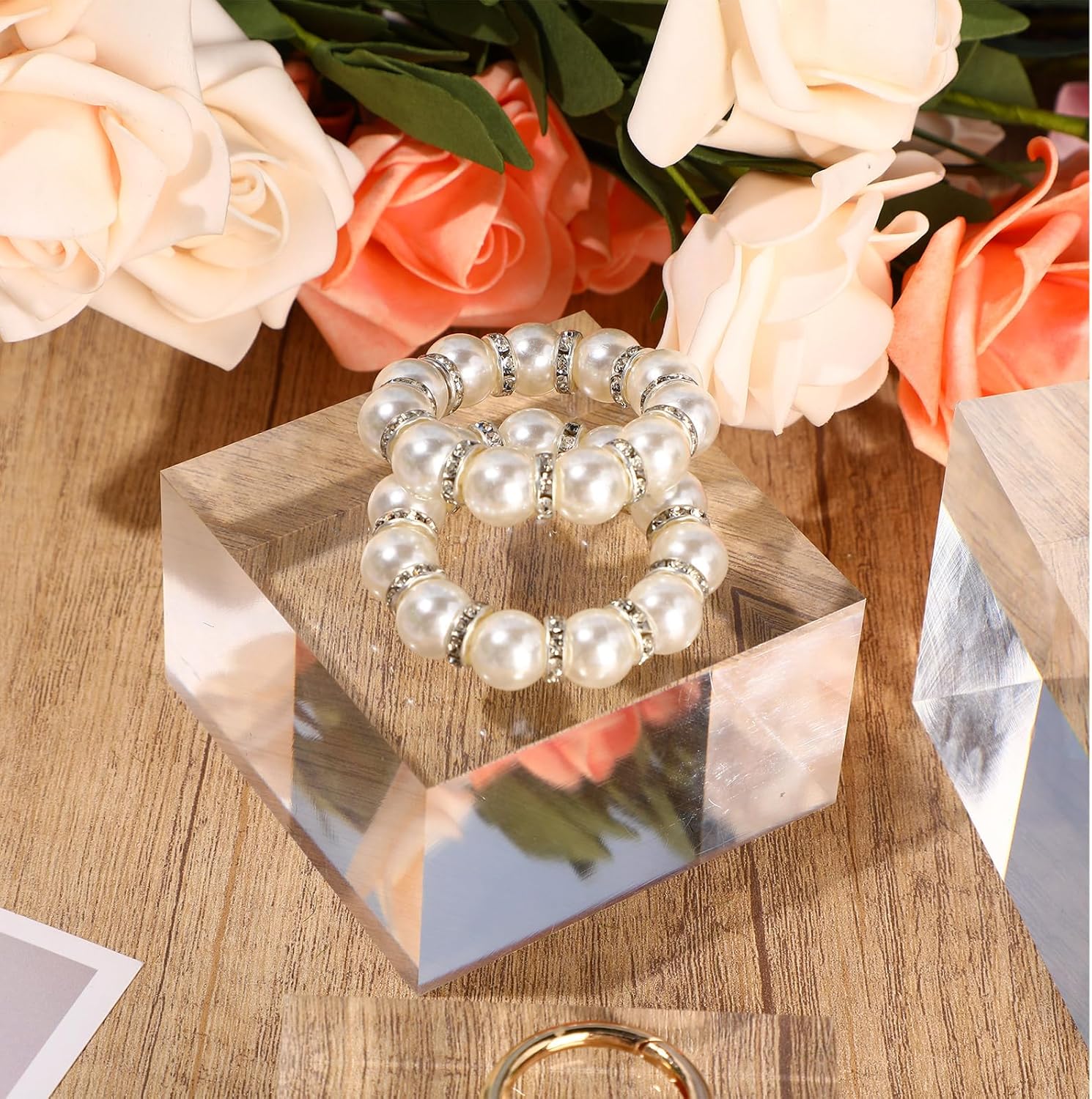 Geelin 6 Pcs Acrylic Display Blocks Clear Cubes for Jewelry Perfume Collection
