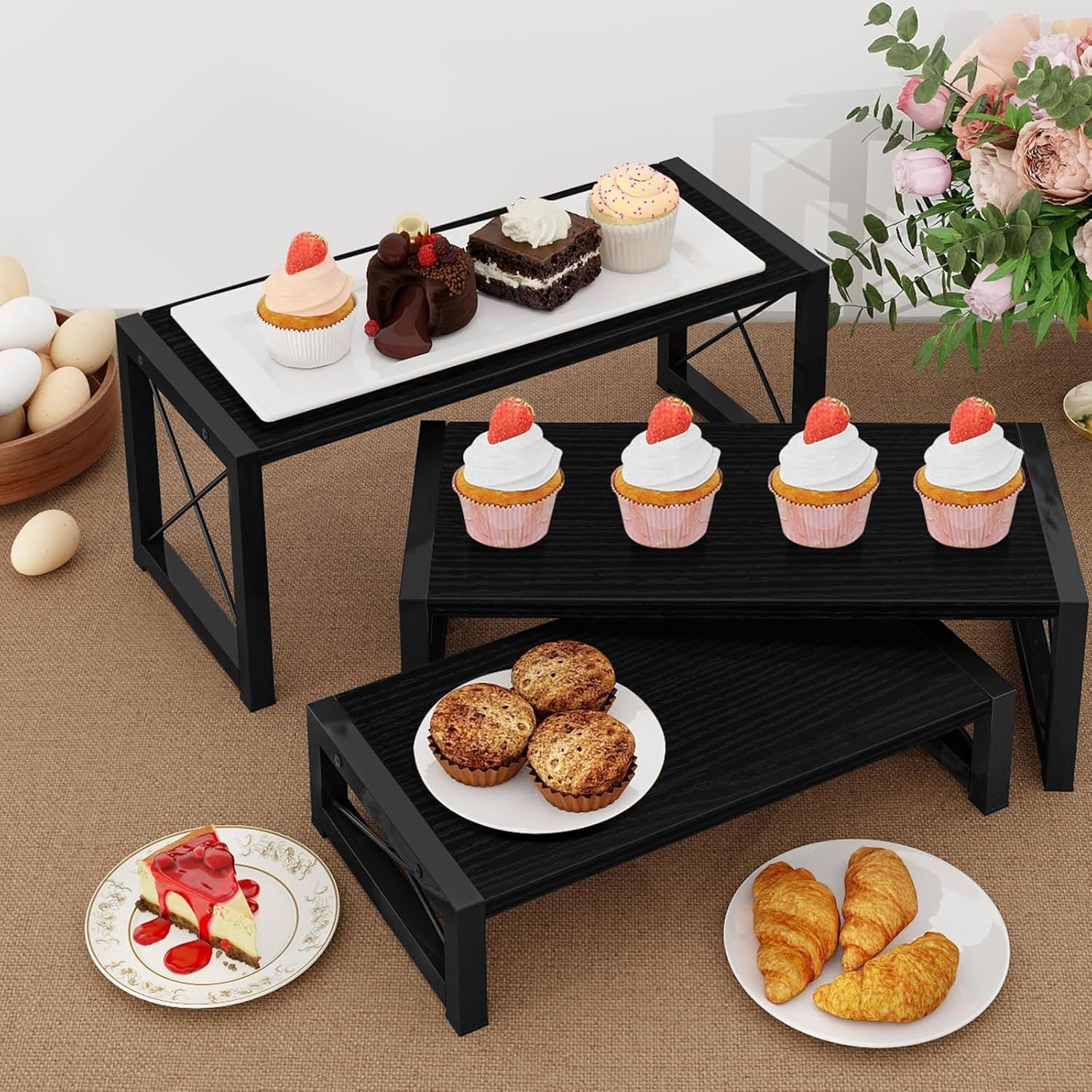 ELITEROO 3-Tier Wooden Display Stand for Cupcakes and Desserts