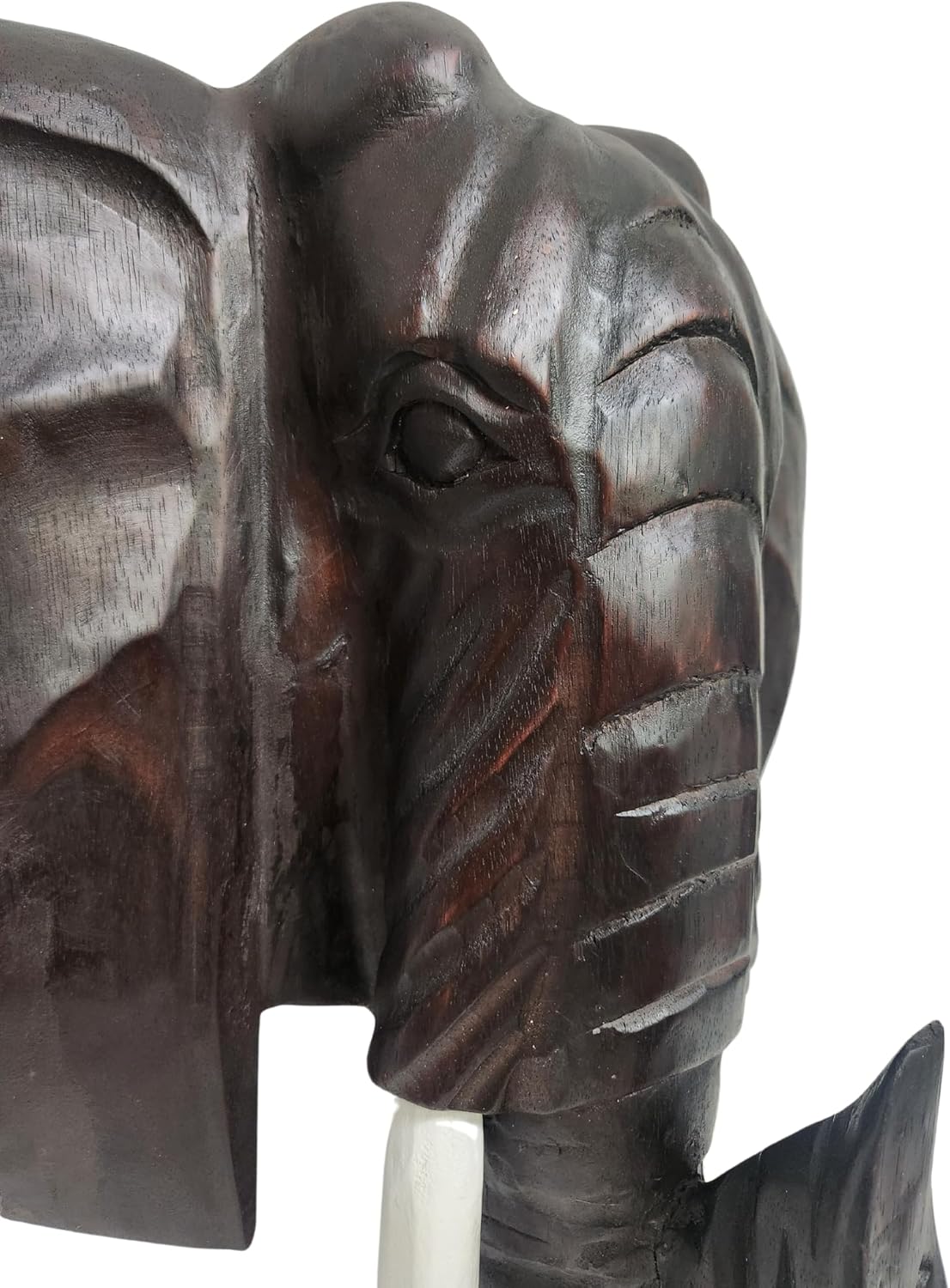 2ft Tall Hand Carved Mahogany Elephant Wall Sculpture