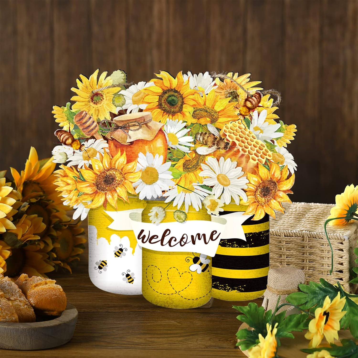 Spiareal Bee Welcome Hanging Front Door Sign
