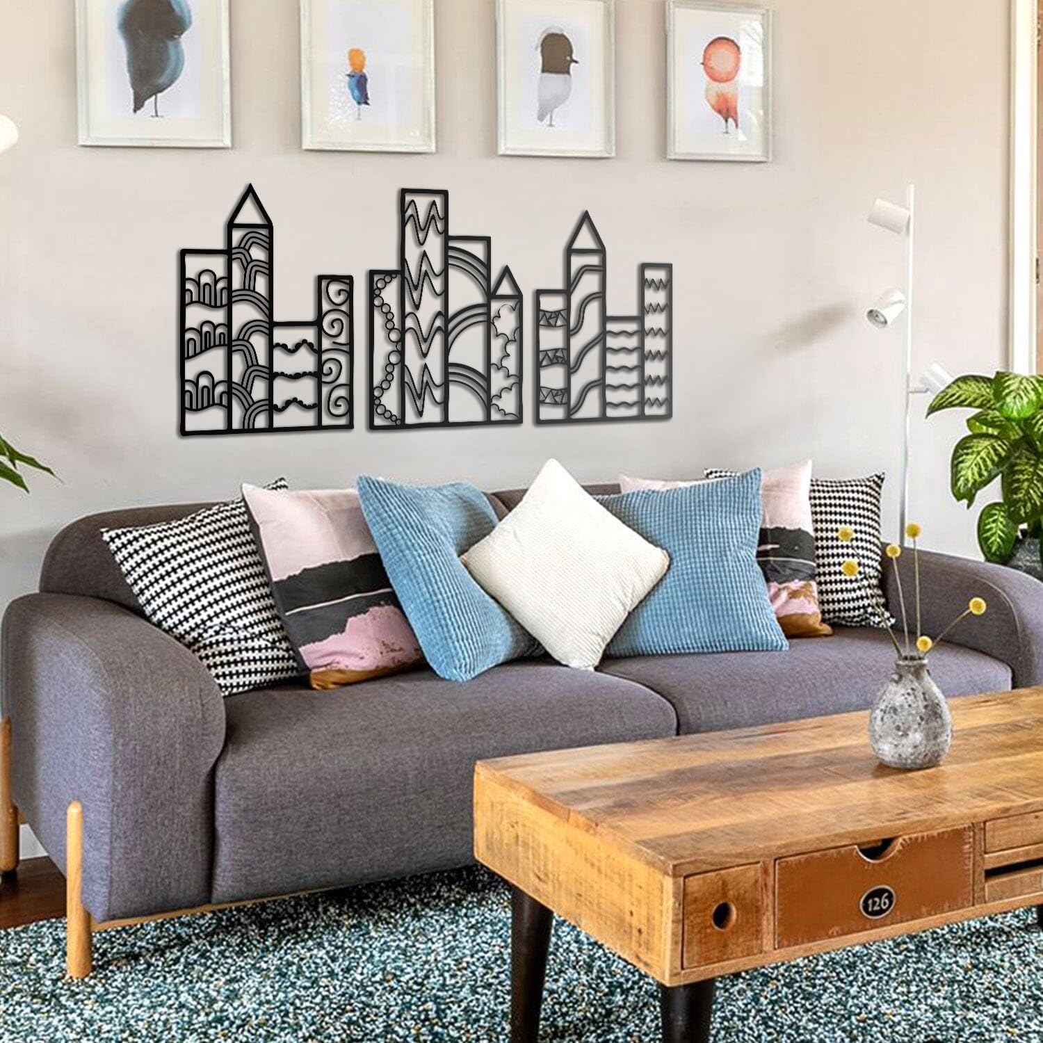 BONPERLA Dreamland Wall Art Modern Metal Cityscape Skyscraper Design