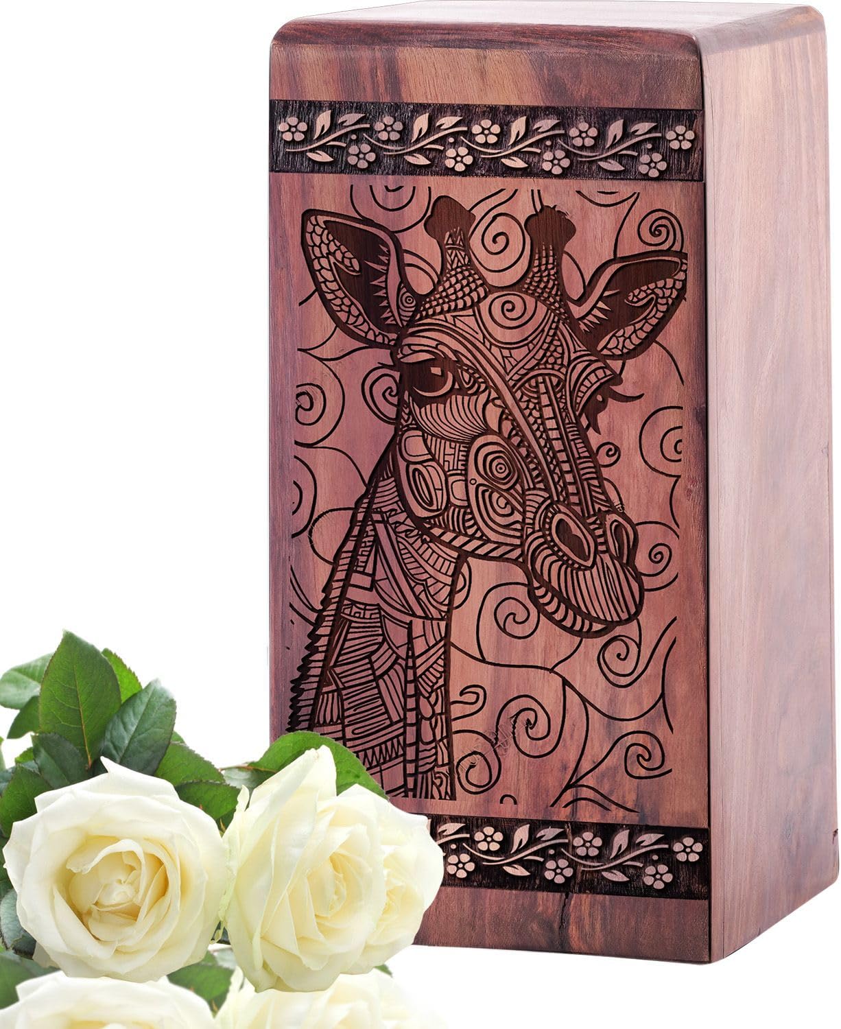 5 Inch Wooden Giraffe Urn for Human Ashes Keepsake