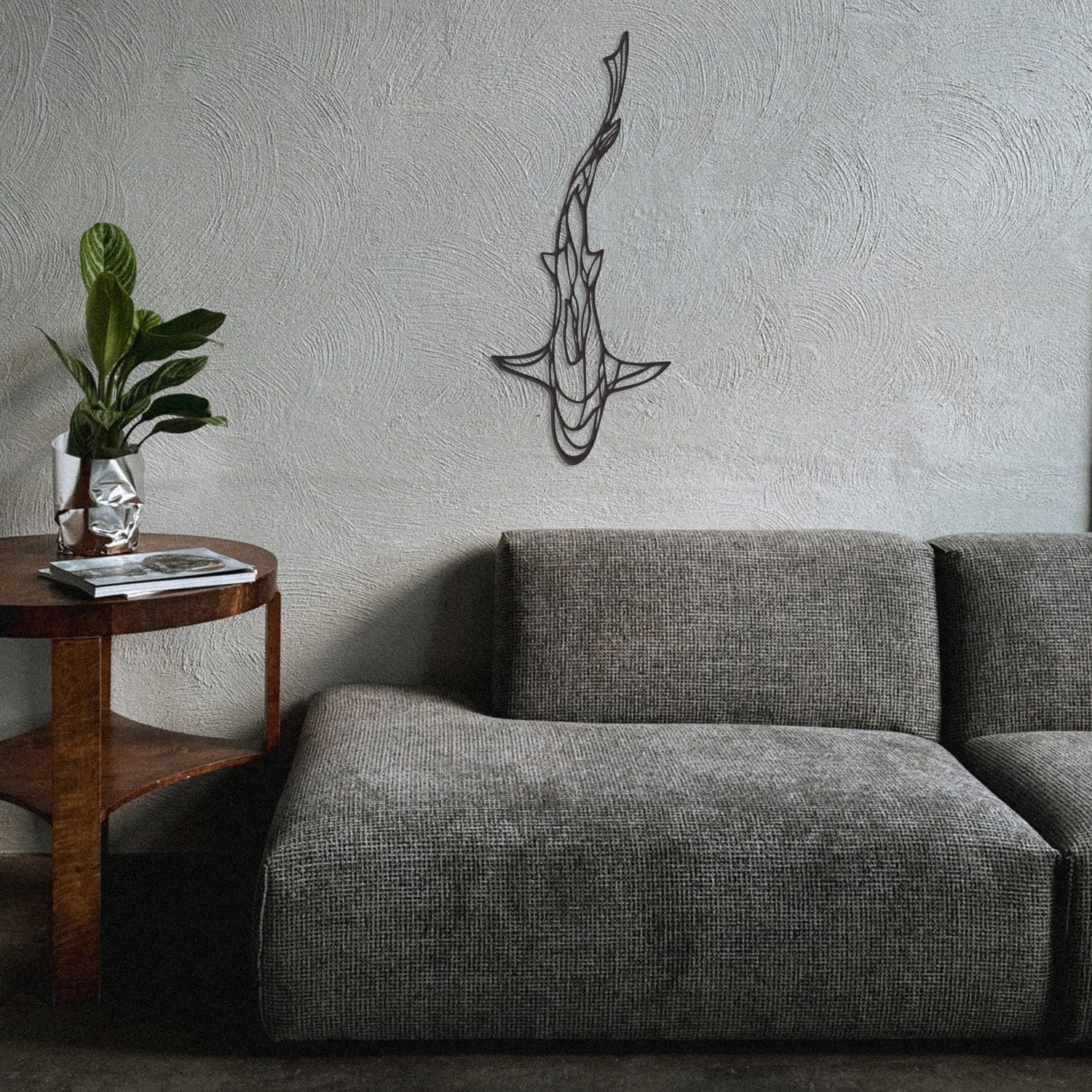 Abstract Shark Wall Art 157x65 Inch Metal Decor