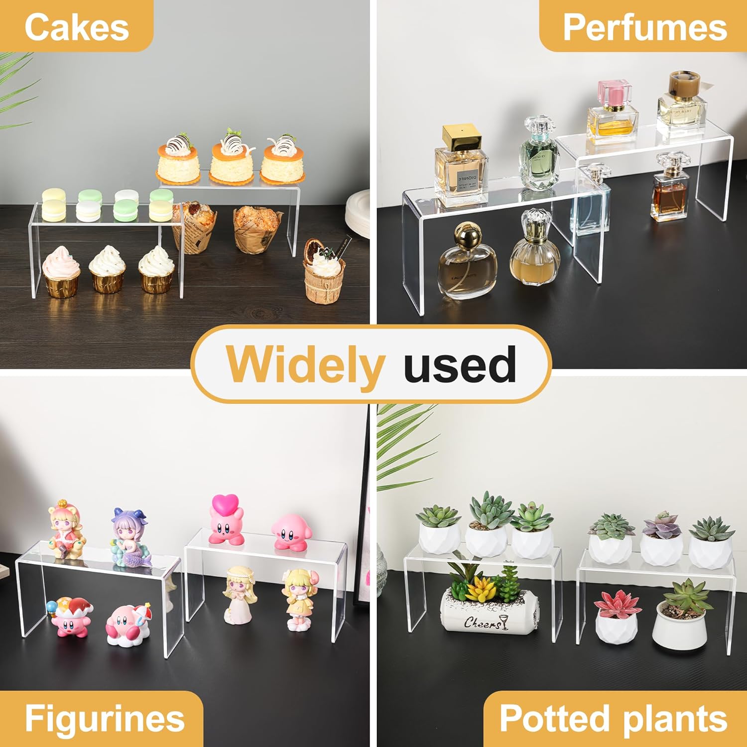 4 Pack Acrylic Risers Display Stands for Collectibles