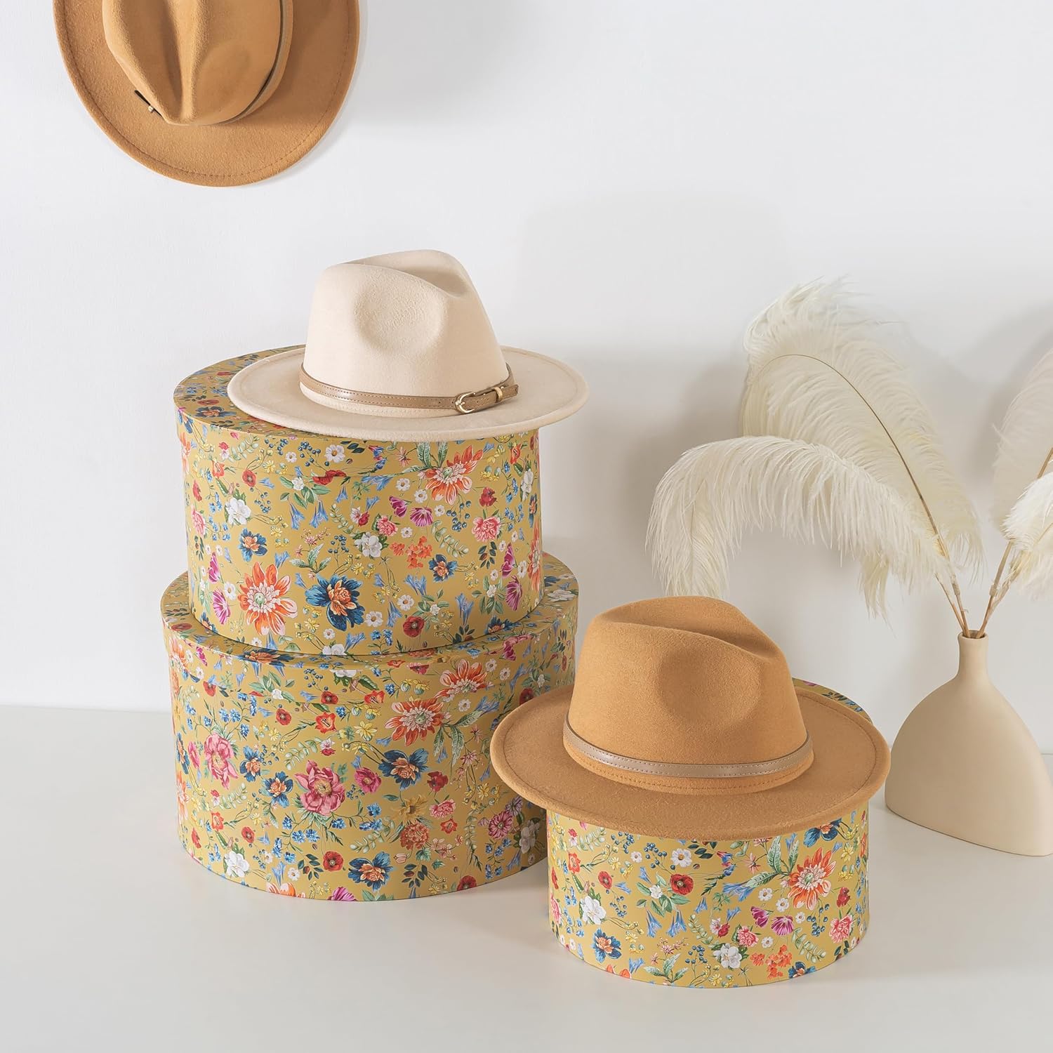 Soul Lane Botanica Bliss Gold Hat Boxes Set of 3