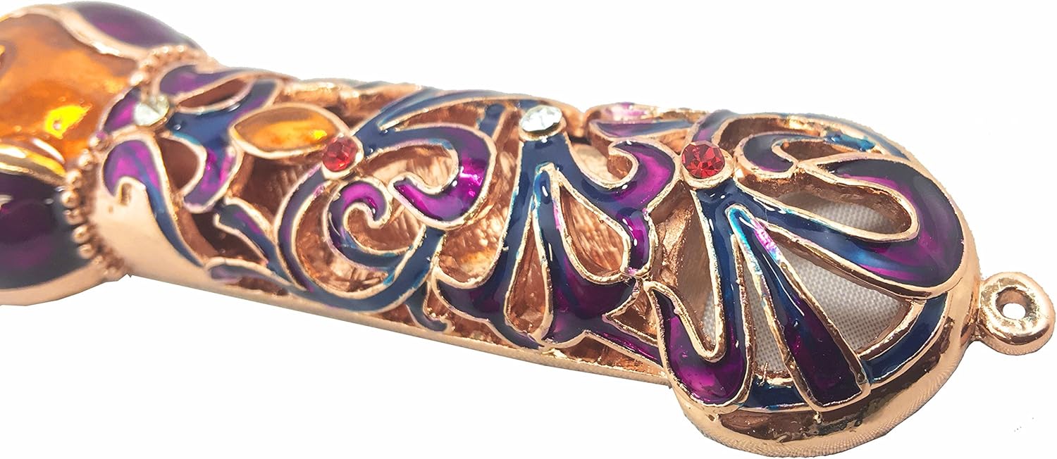 Handmade Metal 5 Inch Decorative Mezuzah with Gemstone Accents