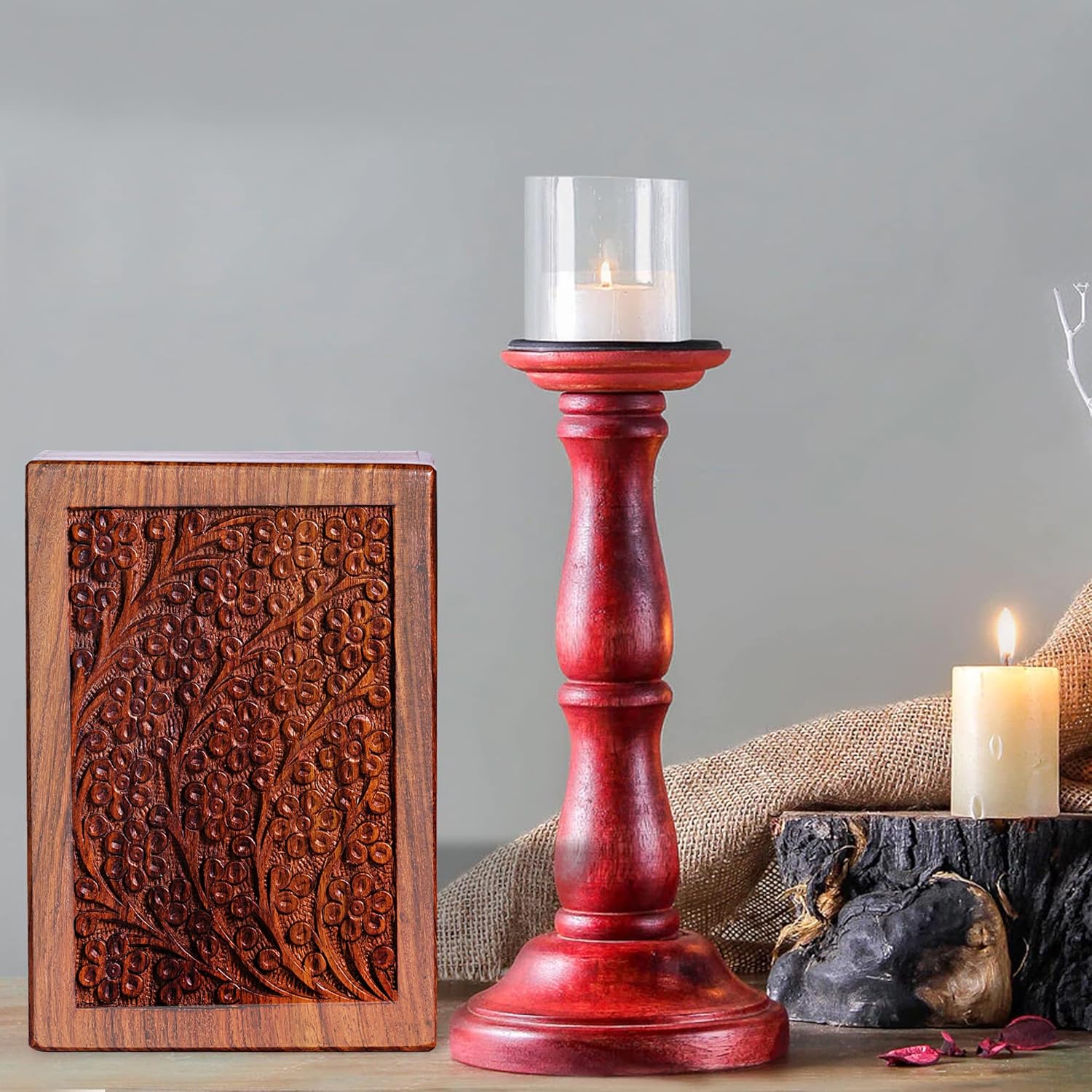 Wooden Urn for Human and Pet Ashes - Decorative Keepsake