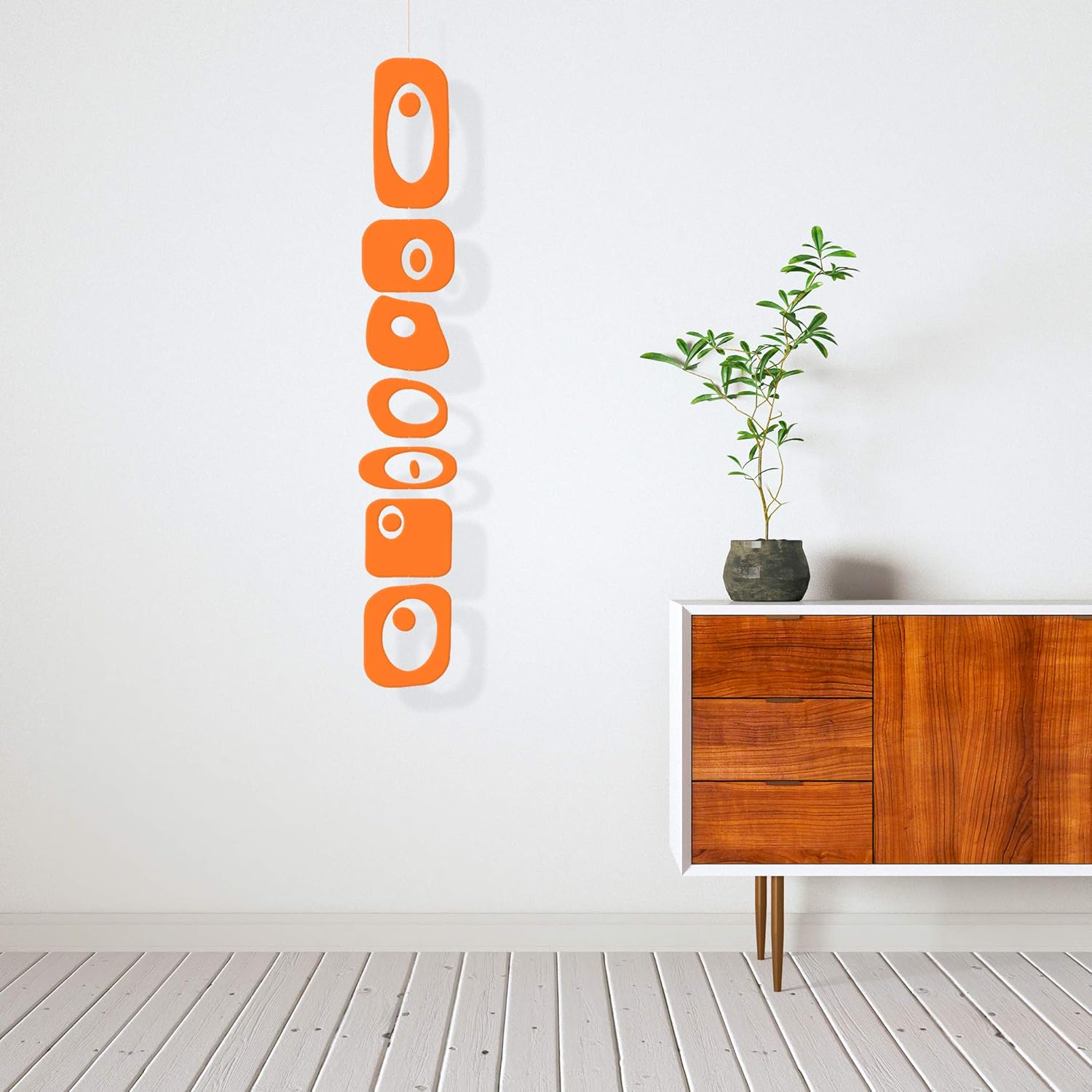 Orange Beatnik Party Hanging Art Mobile 6x42 Wind Chimes