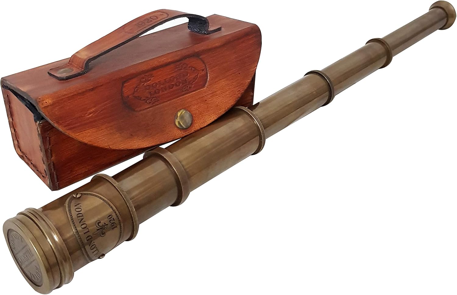 Antique Brass Pirate Telescope with Leather Case