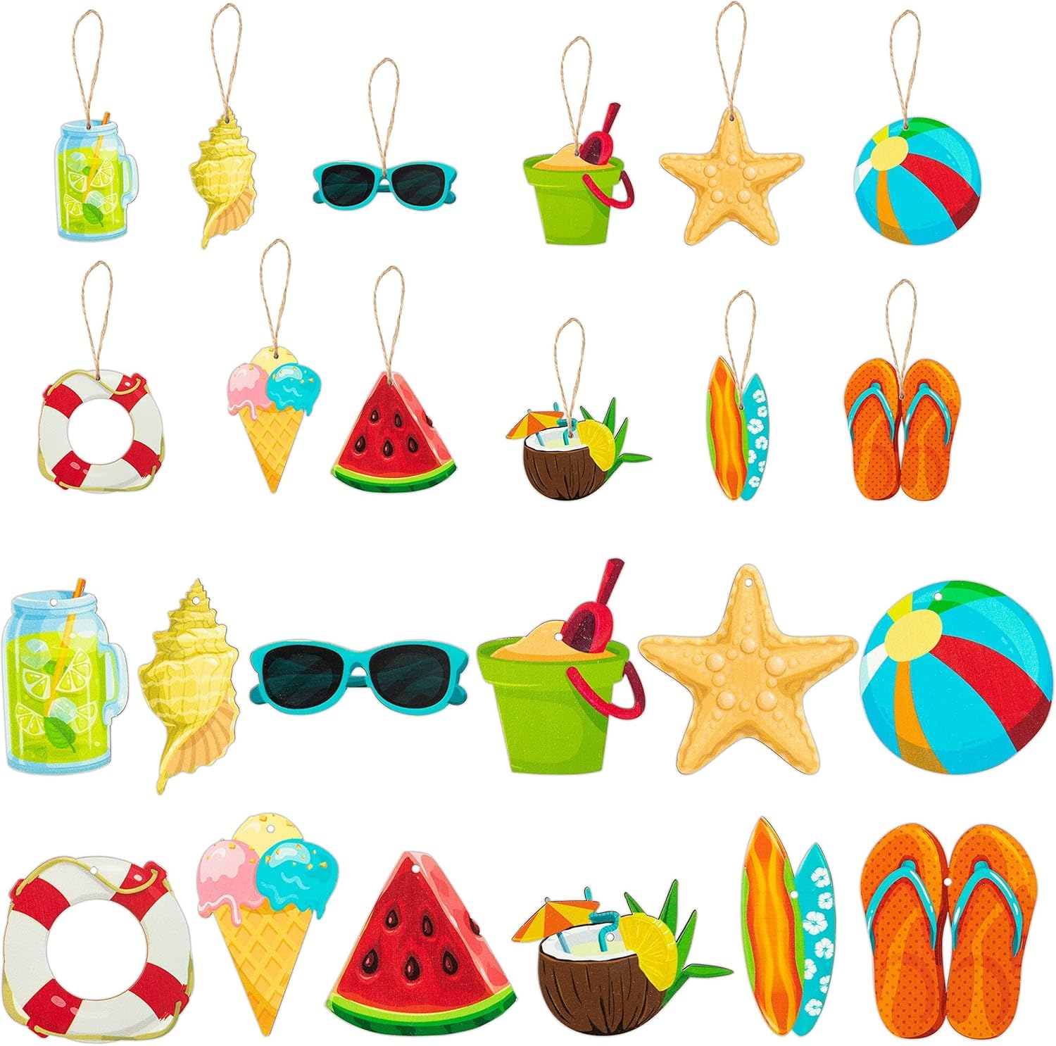 Summer Wooden Hanging Ornaments Set