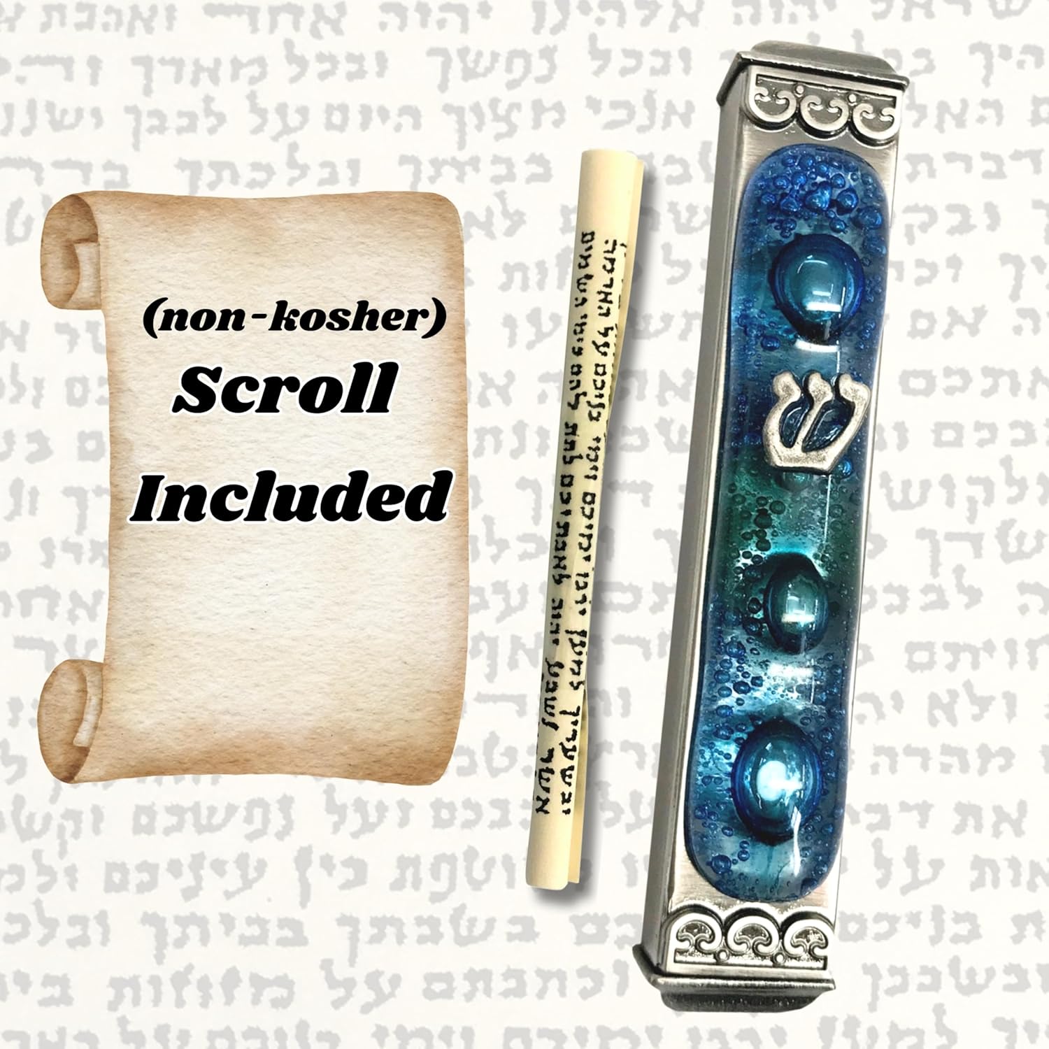 Tamara Baskin Art Glass Mediterranean Sea Mezuzah