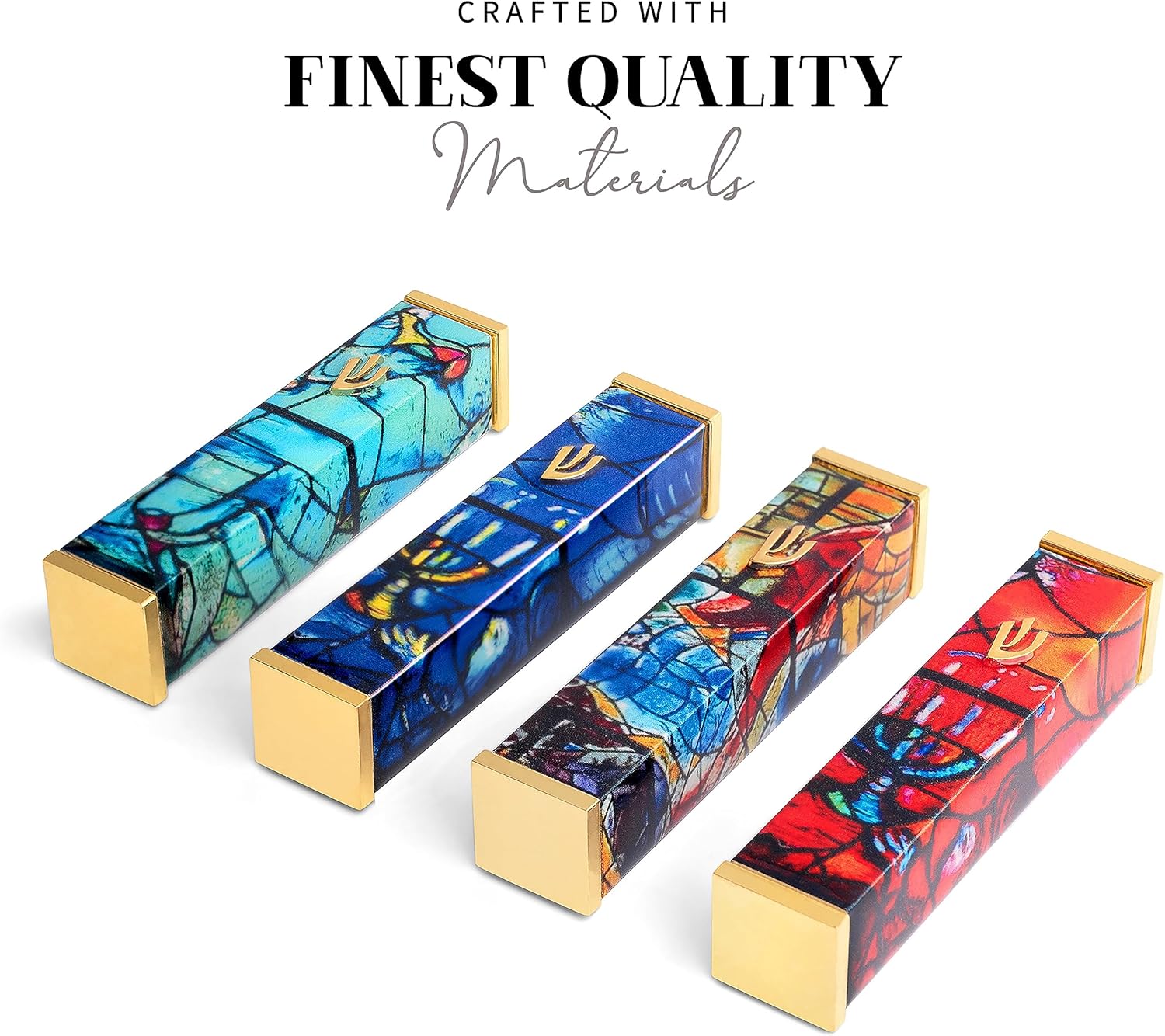 SURI Modern Mezuzah Case with Yellow Chagall Design