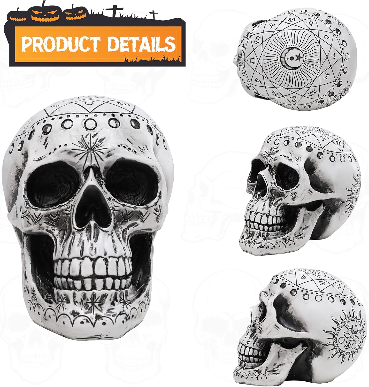 WONDER GARDEN Halloween Skull Decor Head