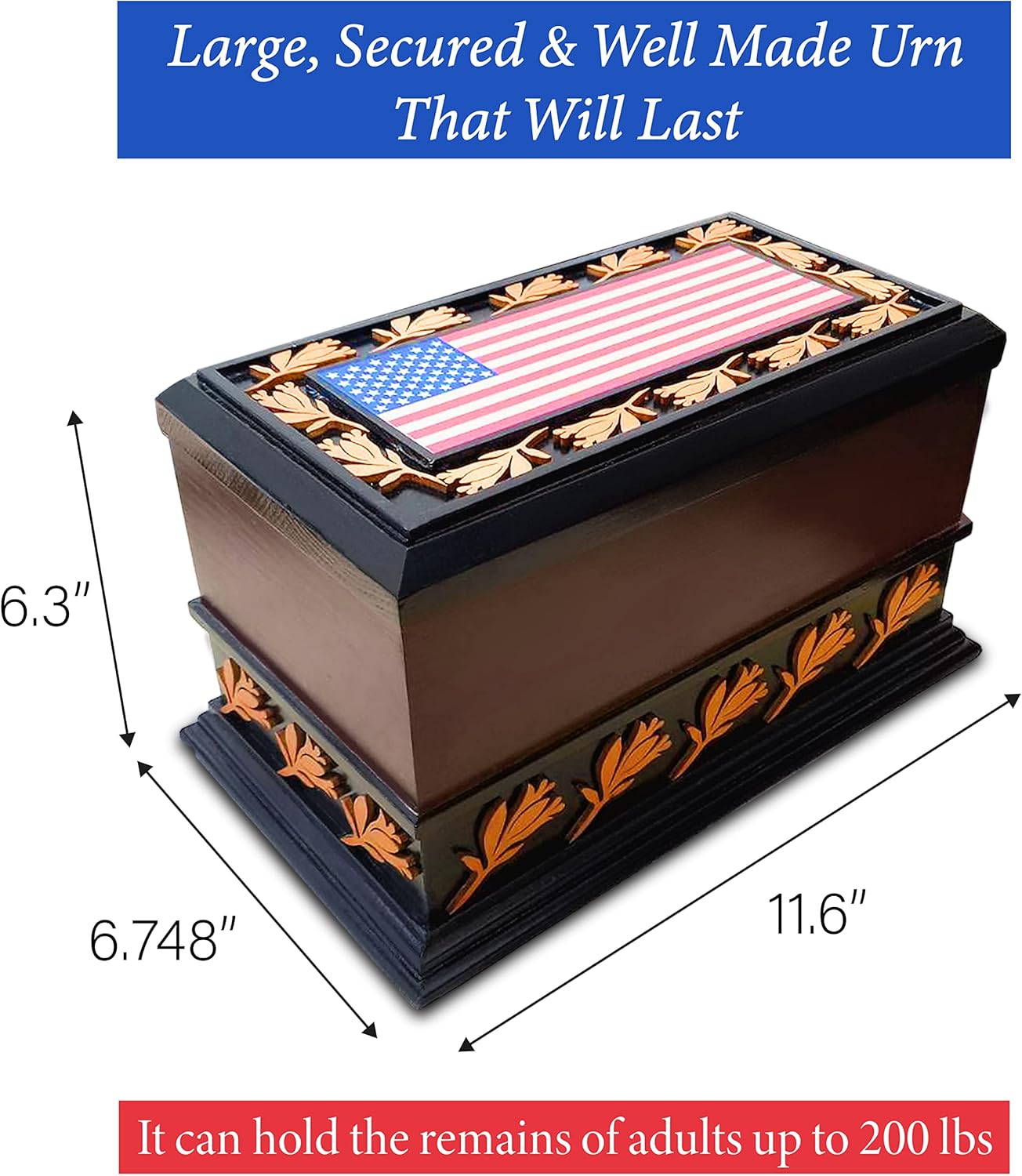 Patriotic Cremation Urn with American Flag