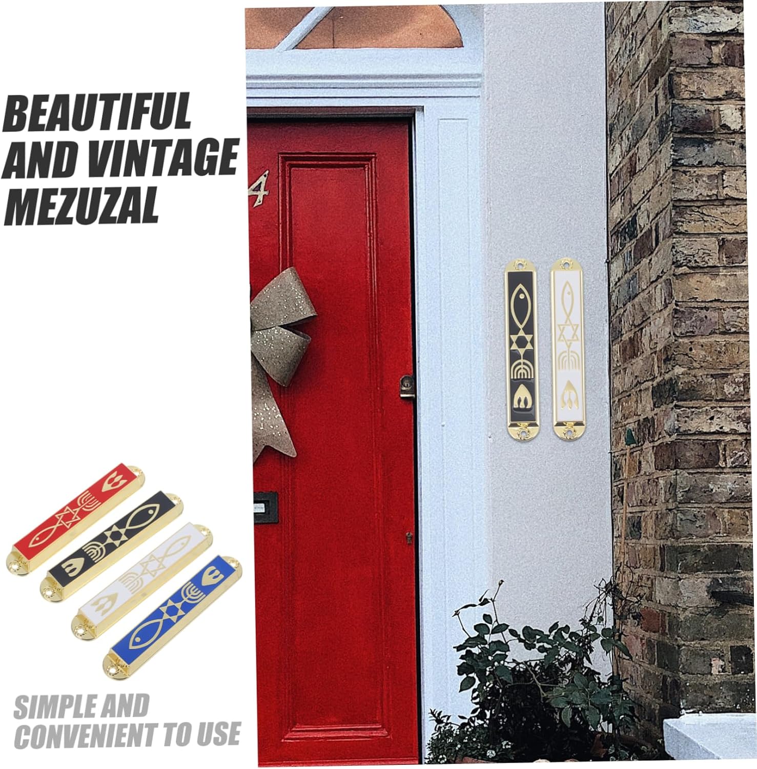 Wakauto 4pcs Retro Mezuzah Cases Decorative Gatepost Gifts