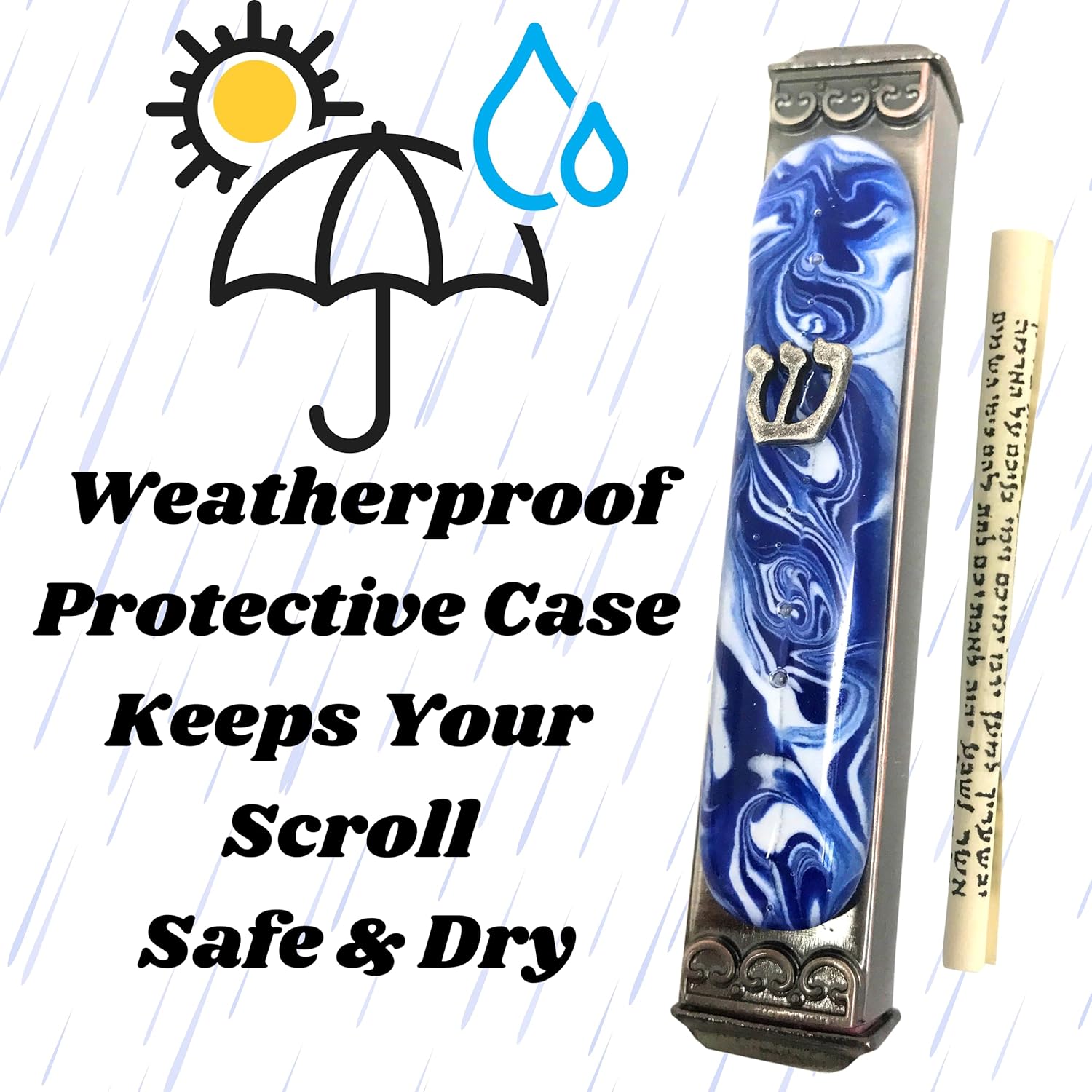 Tamara Baskin Art Glass Mezuzah with Scroll