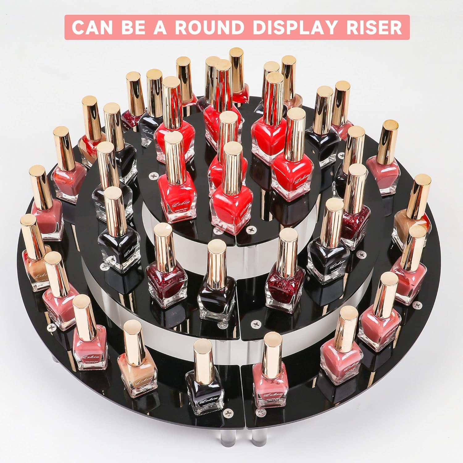 3 Tier Black Acrylic Display Stand for Pop Figures and Desserts