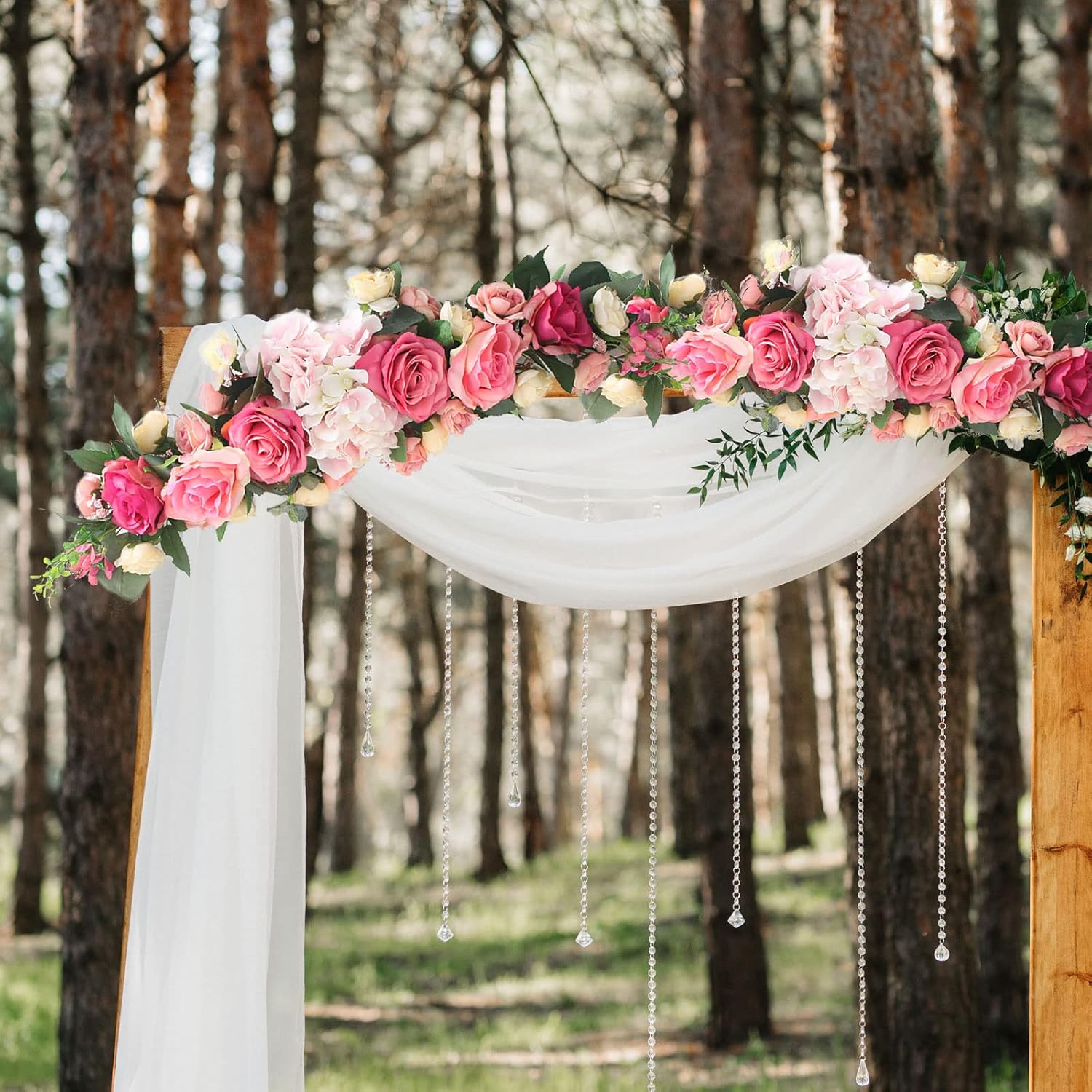 26in Artificial Rose Flower Swag with Green Leaves