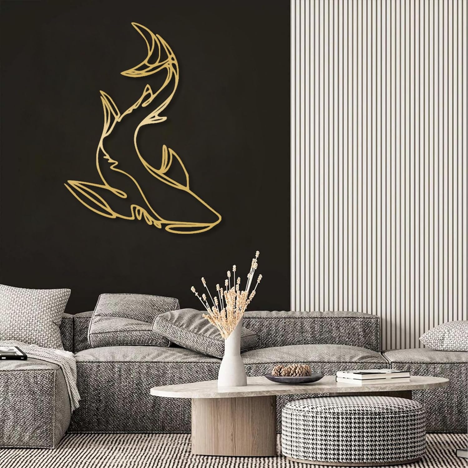 Idadey Shark Metal Wall Decor - Modern Nautical Art
