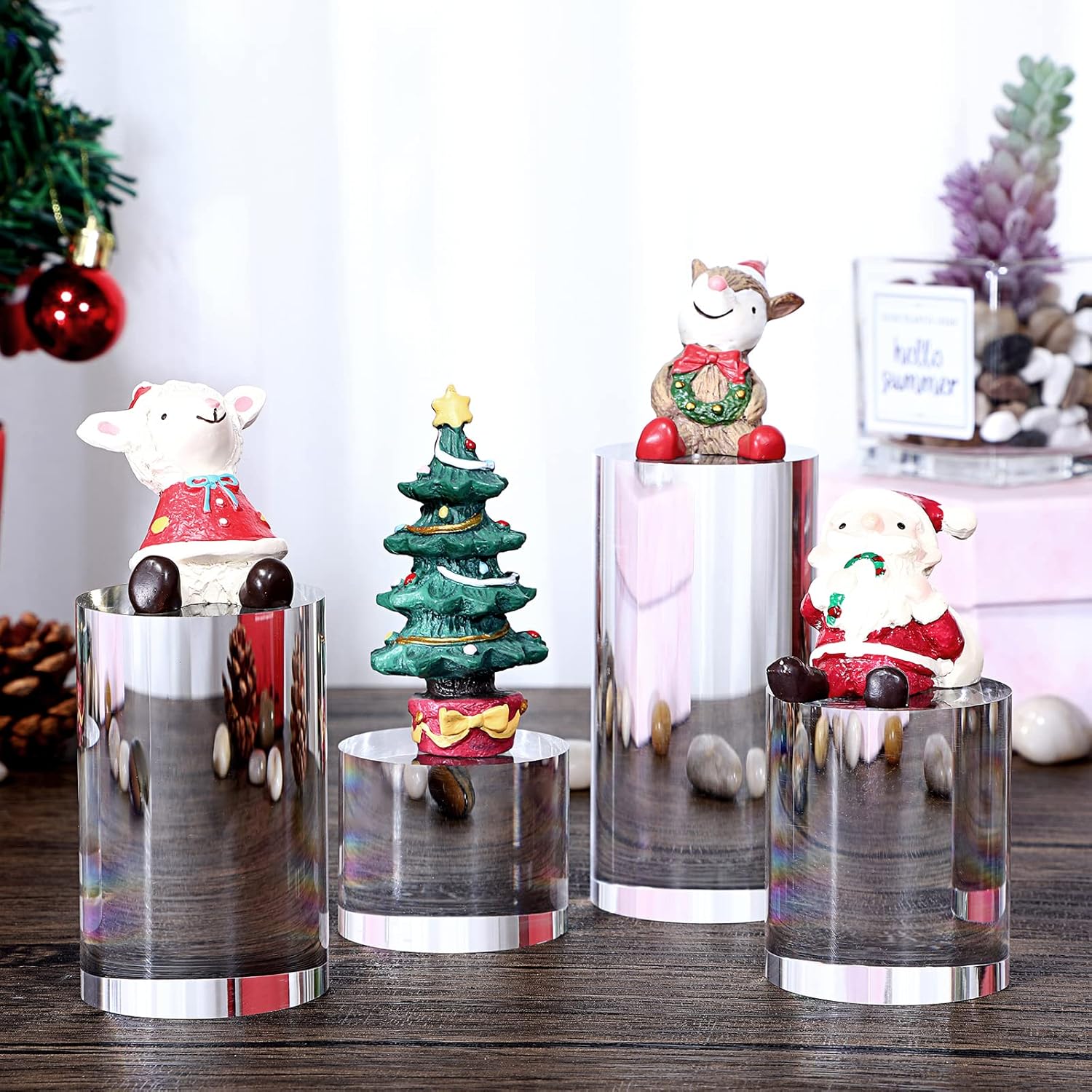 Hipiwe 4-Pack Acrylic Display Risers for Jewelry and Figurines
