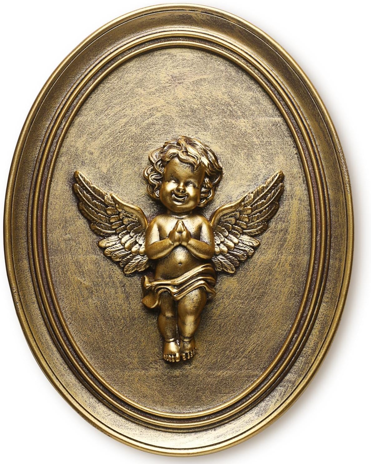 Vintage Cherub Wall Sculpture with Embossed Design