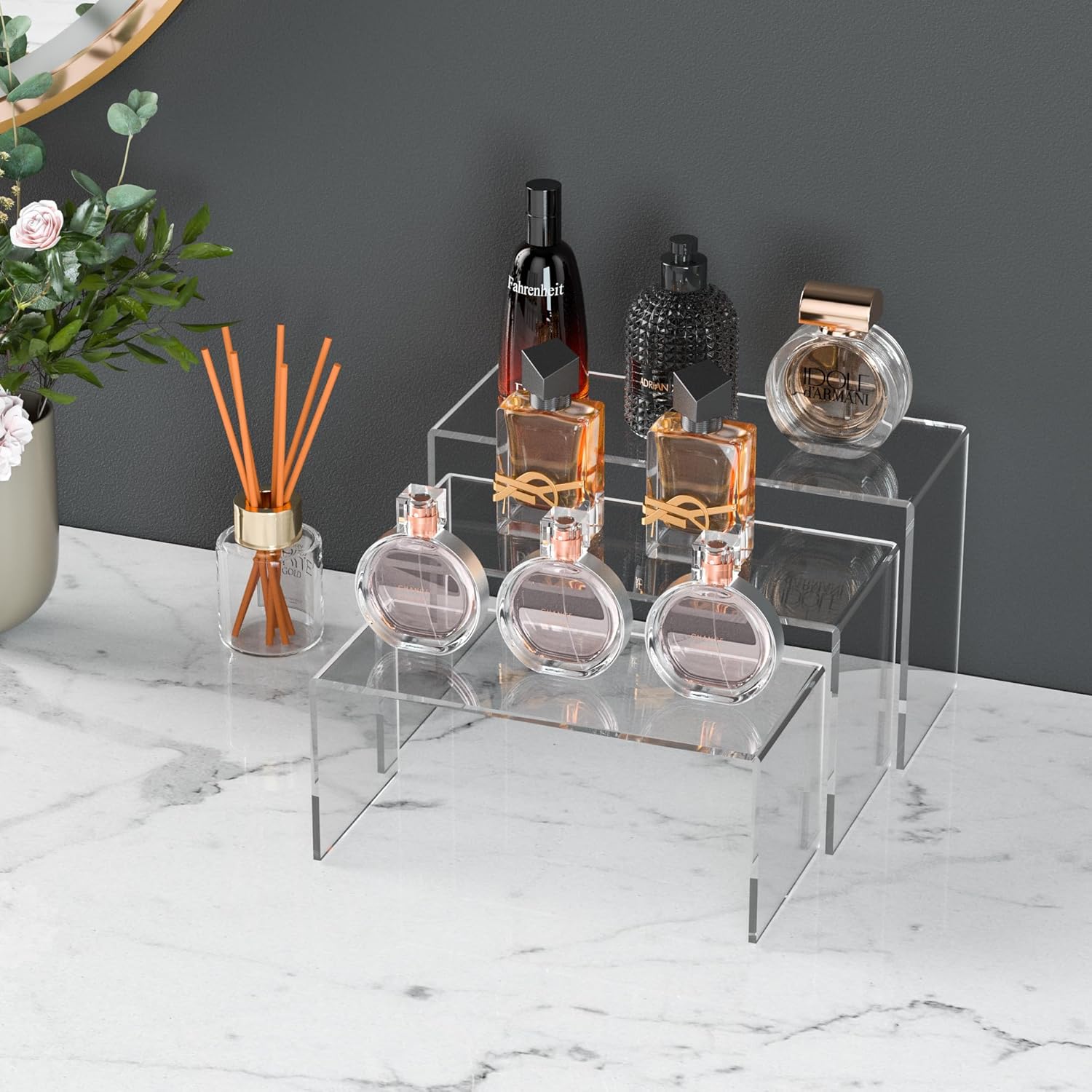 3pcs 9x95x10 Inch Clear Acrylic Display Risers Shelf