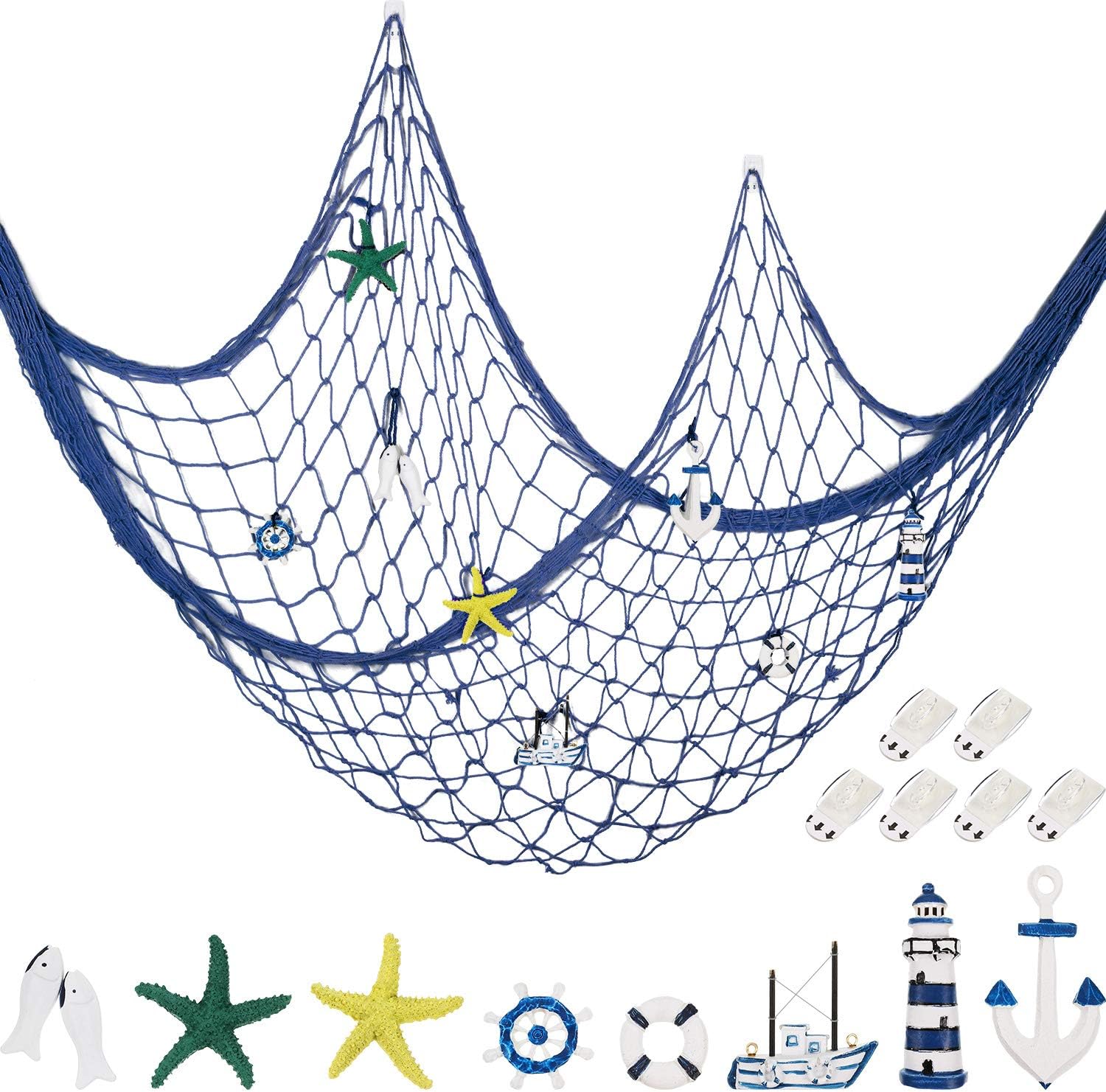 Jetec Decorative Fishnet Wall Hanging Nautical Set