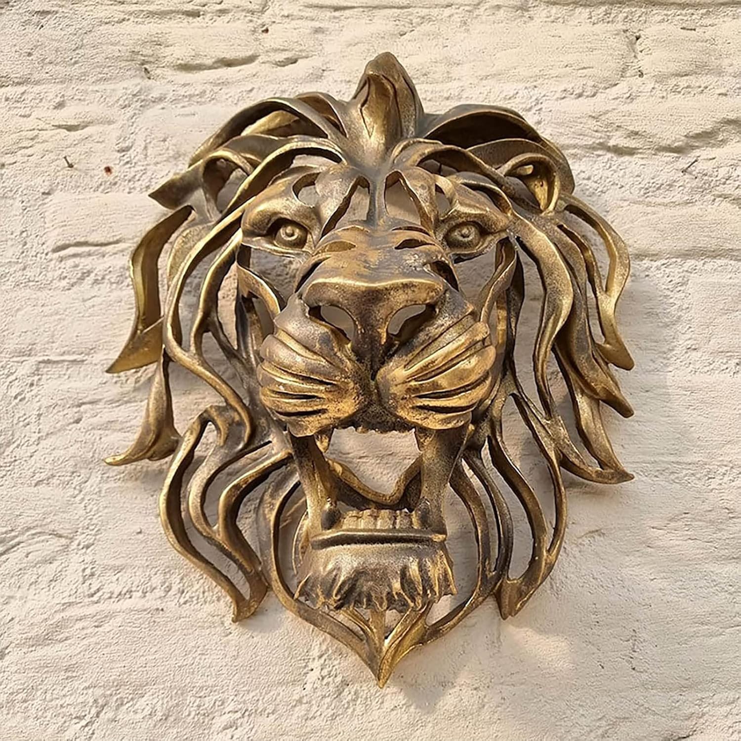 LEVDRO Gold Lion Head Wall Sculpture 2Pcs