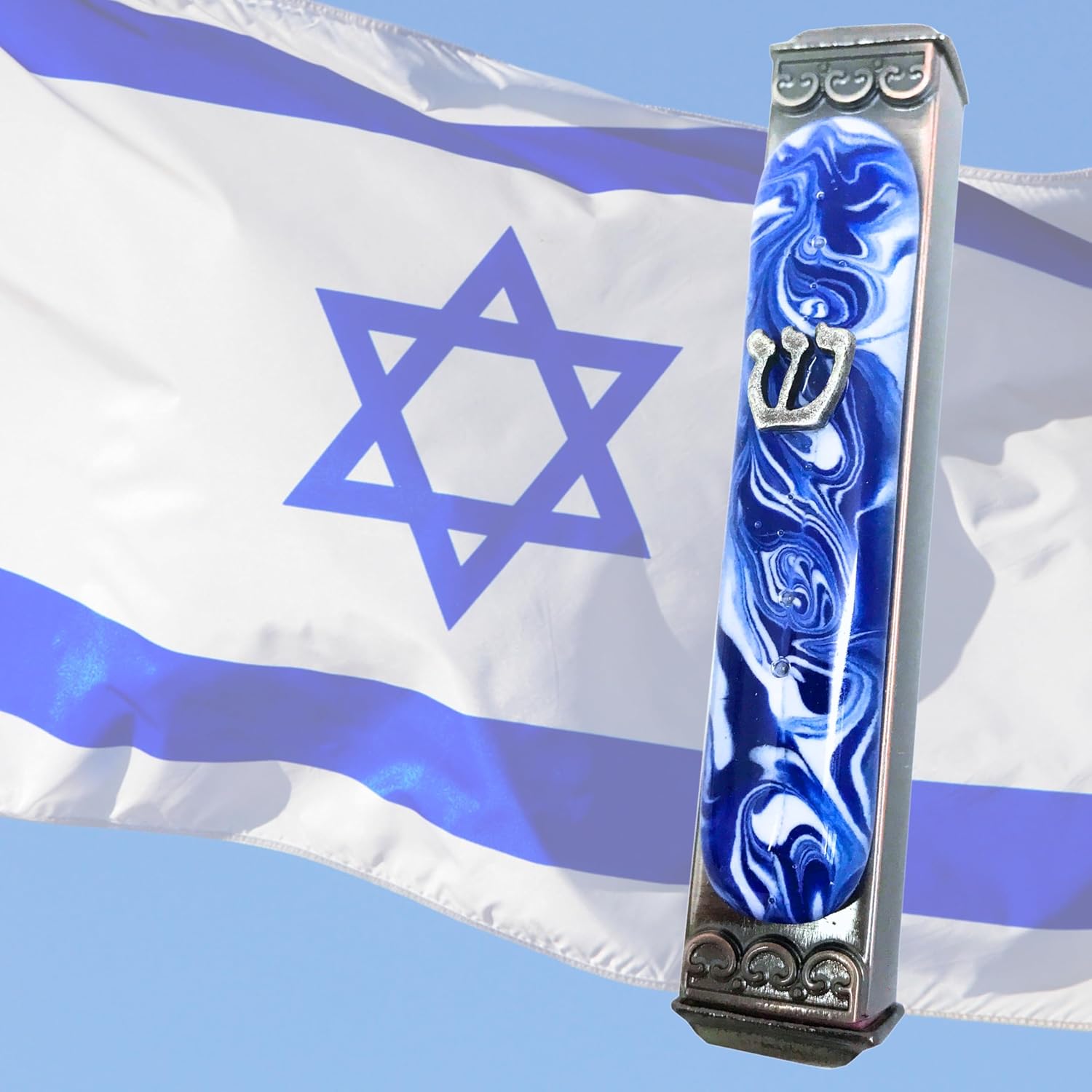 Tamara Baskin Art Glass Mezuzah with Scroll