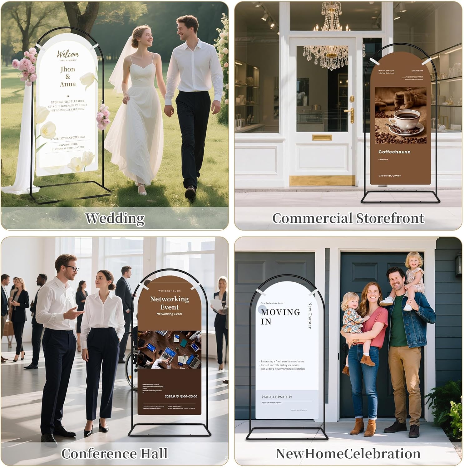 Wedding Welcome Sign Stand Holder - Adjustable Metal Easel