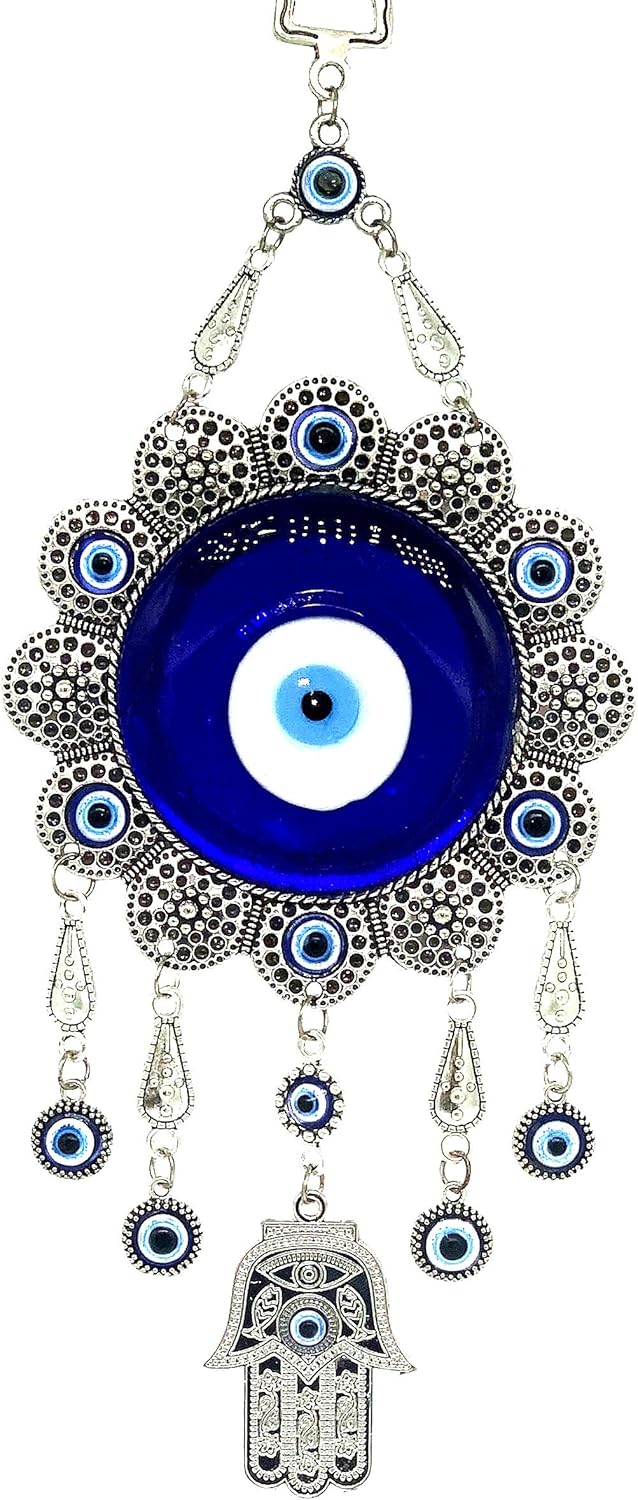 Blue Evil Eye with Hamsa Hand Wall Hanging Decor