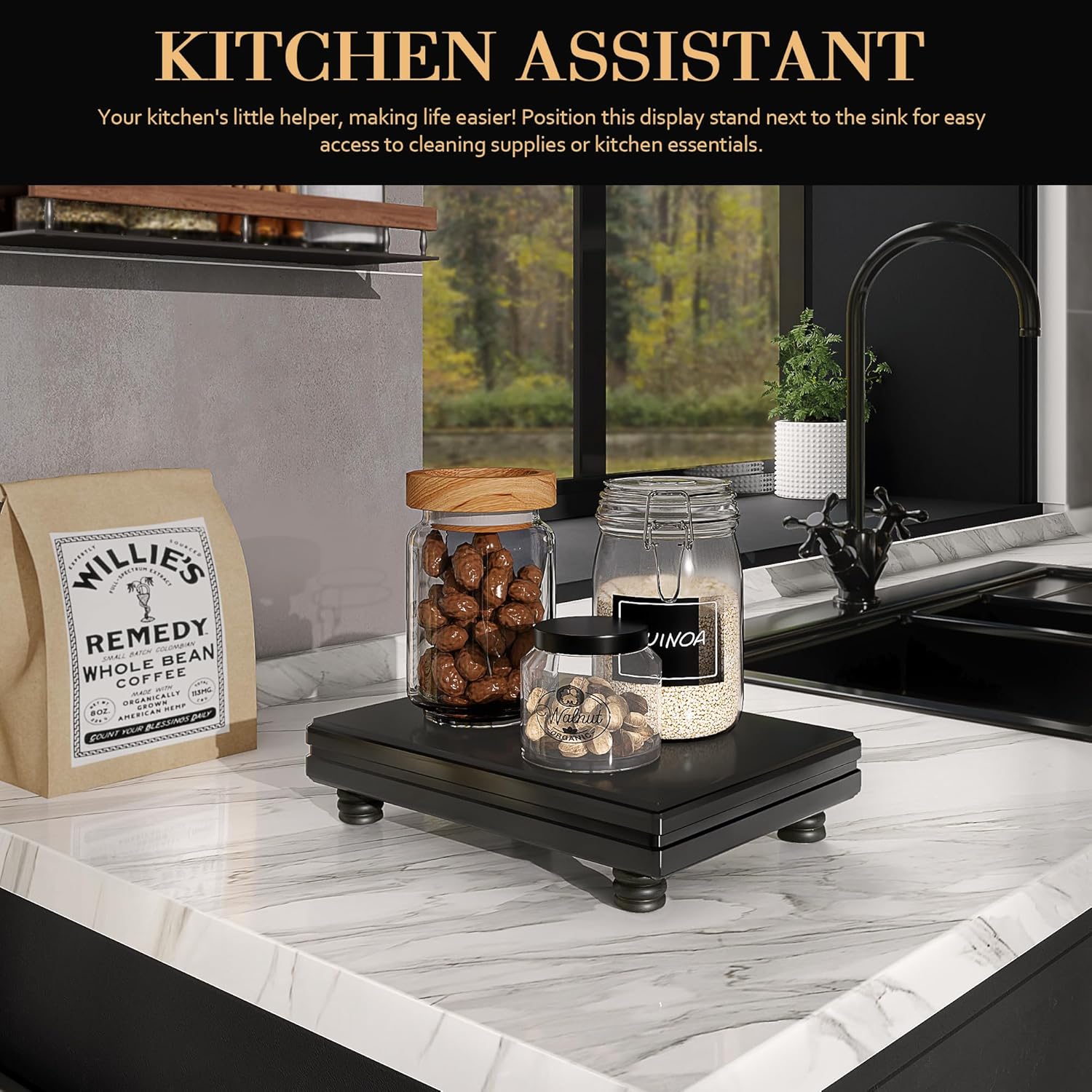 Modern Wooden Riser for Bathroom Decor and Kitchen Use