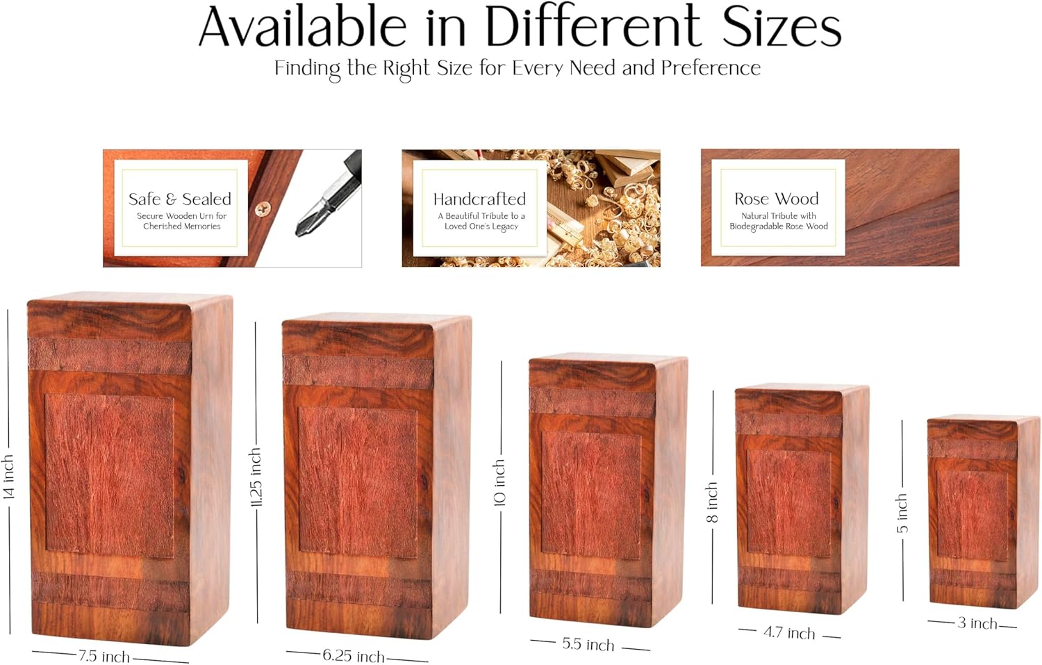 Handcrafted Wooden Urn with Clock Design 1125 Inch