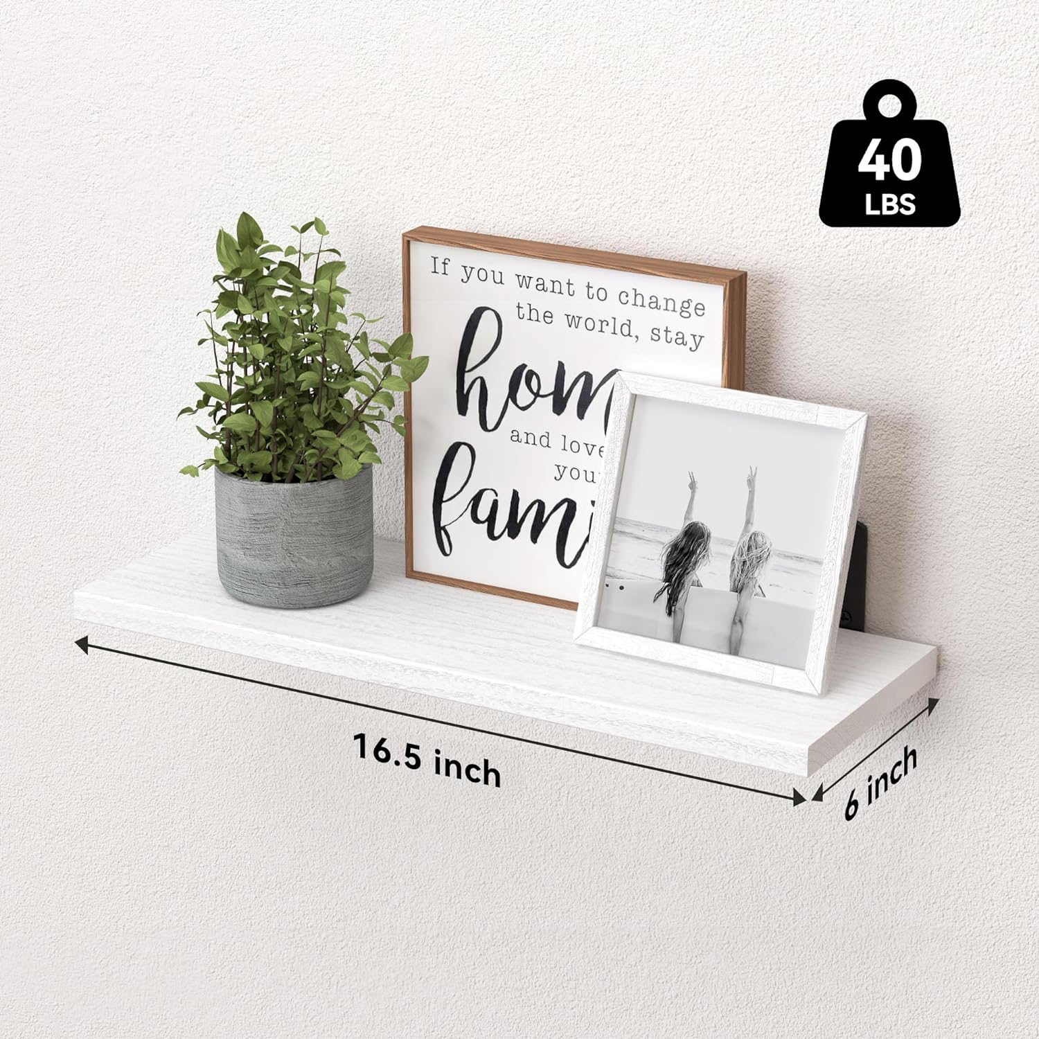 WOPITUES White Floating Shelves Set of 6 for Home Use