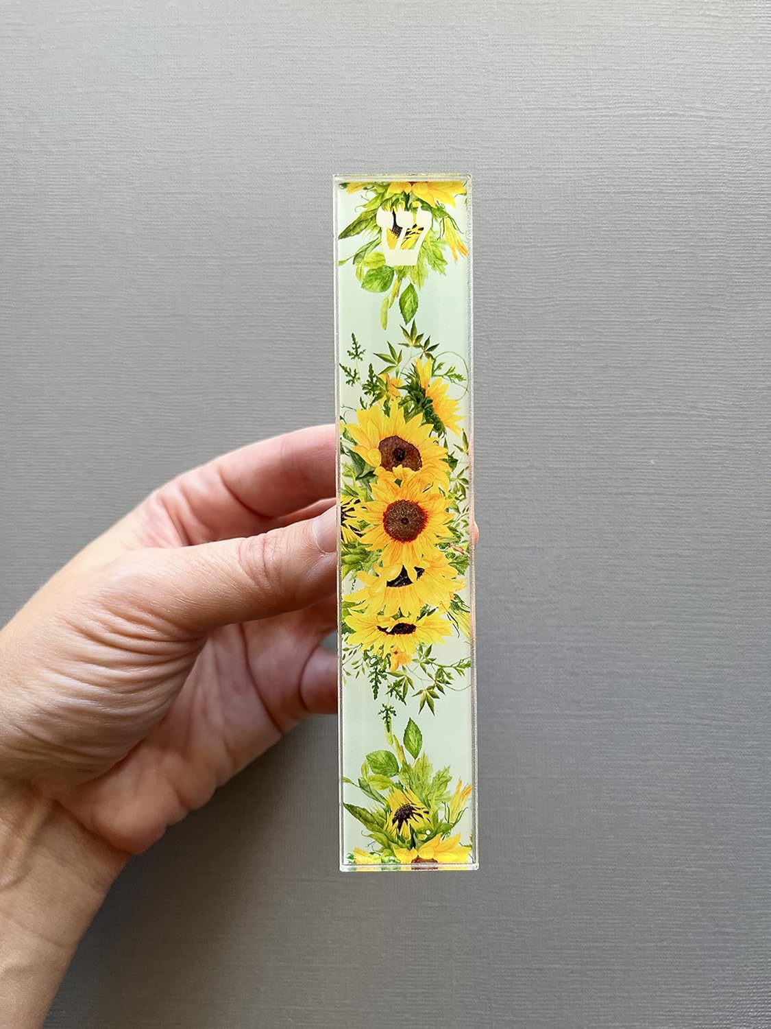 Lea Joelle Mezuzah Scroll Case with Sunflowers