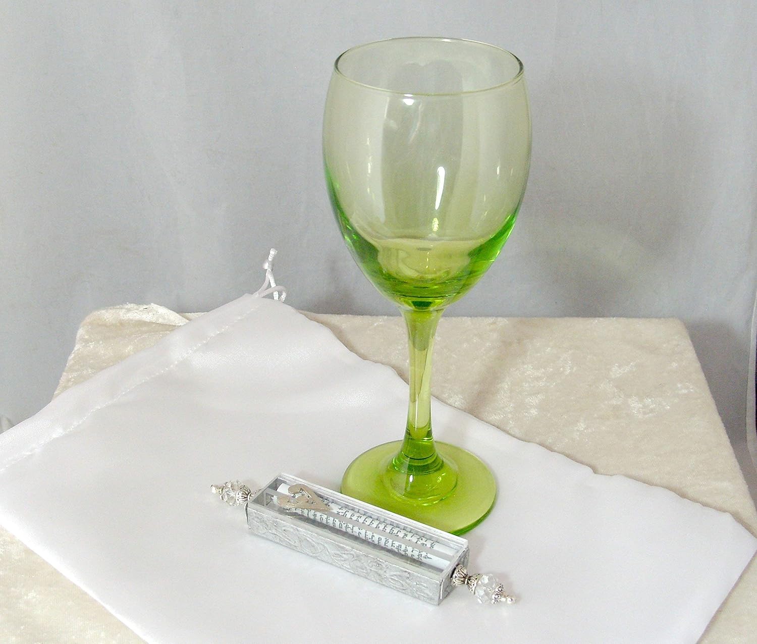 Jewish Wedding Glass Kit with Satin Bag and Mezuzah Case