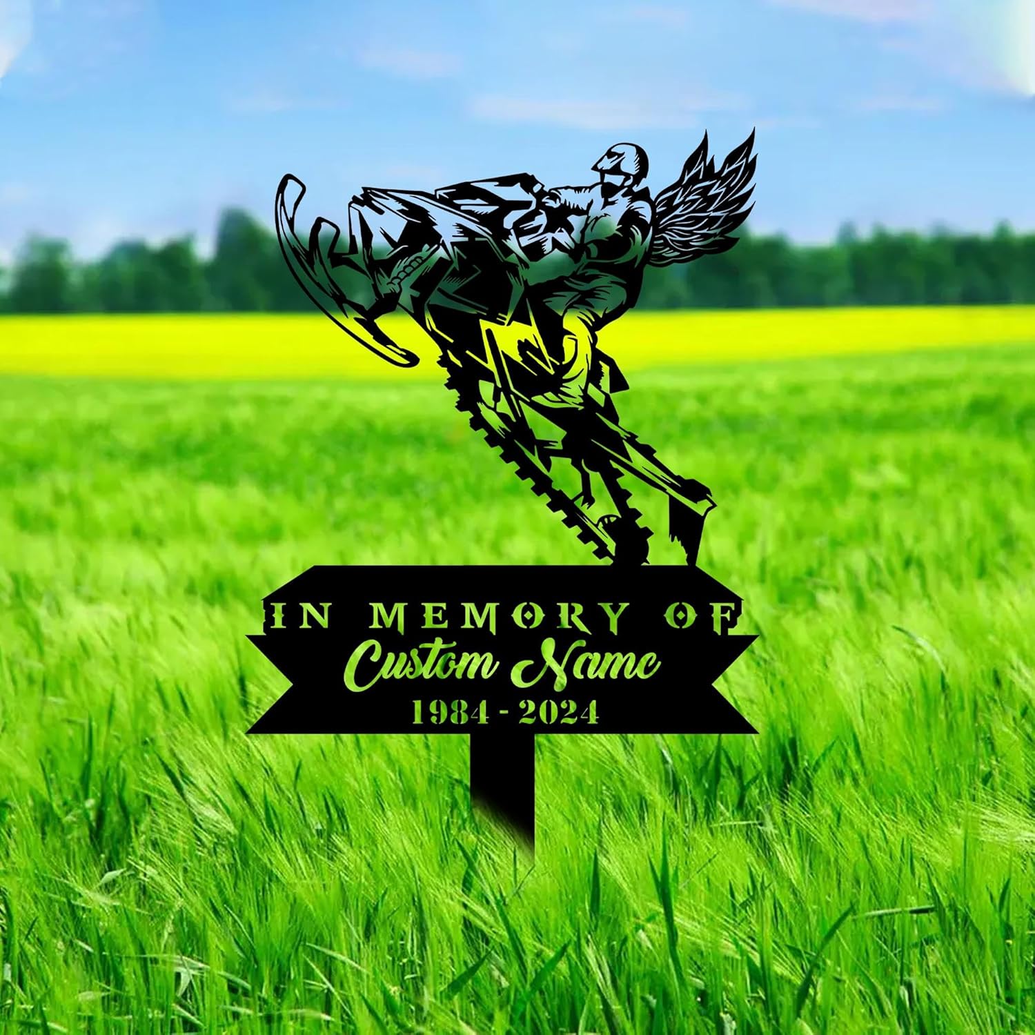 Custom Snowmobile Metal Memorial Stake Name Sign