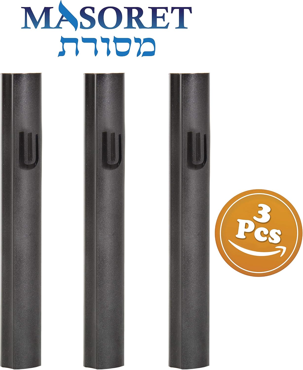 3-Piece Aluminum Door Mezuzah Cases with Hebrew Shin