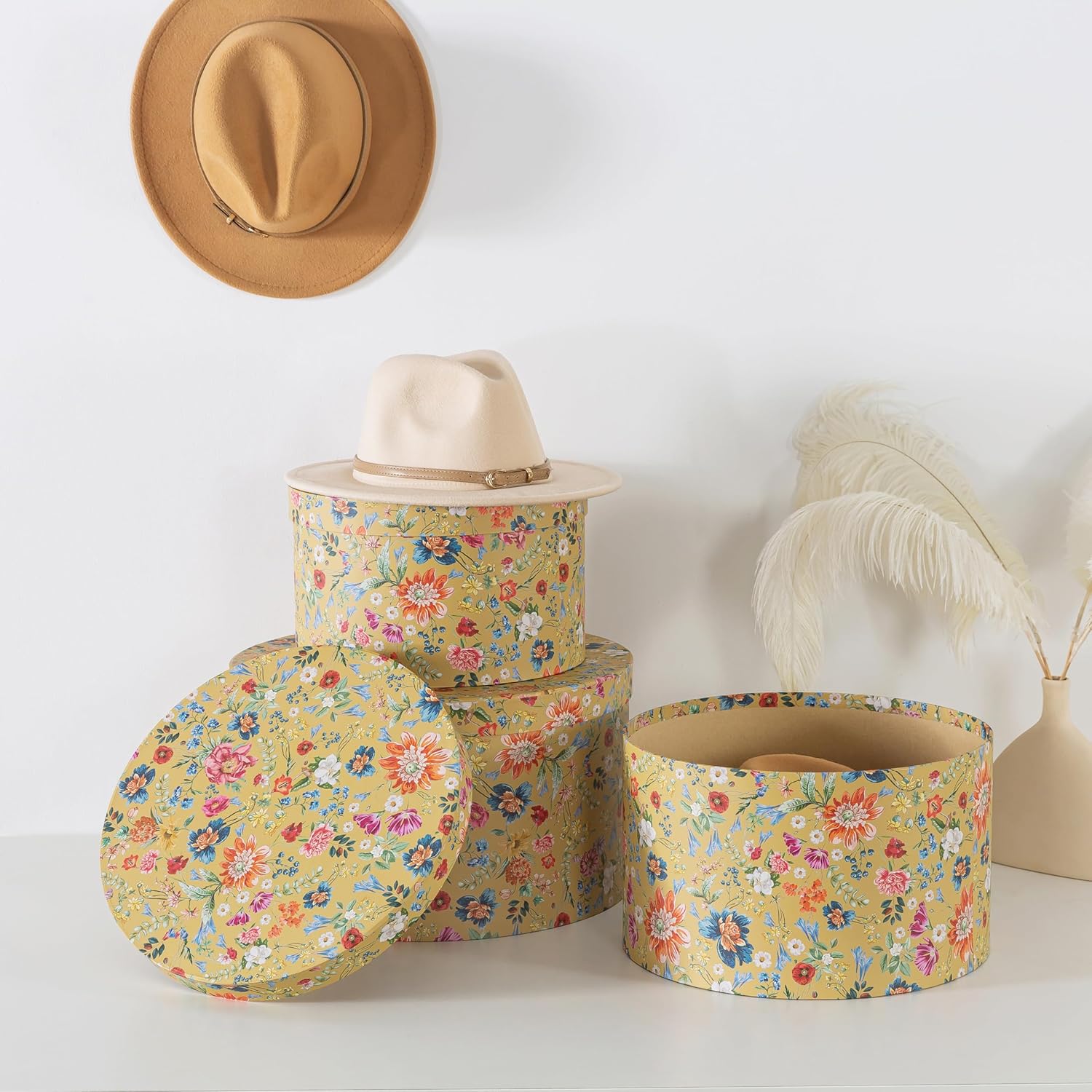 Soul Lane Botanica Bliss Gold Hat Boxes Set of 3